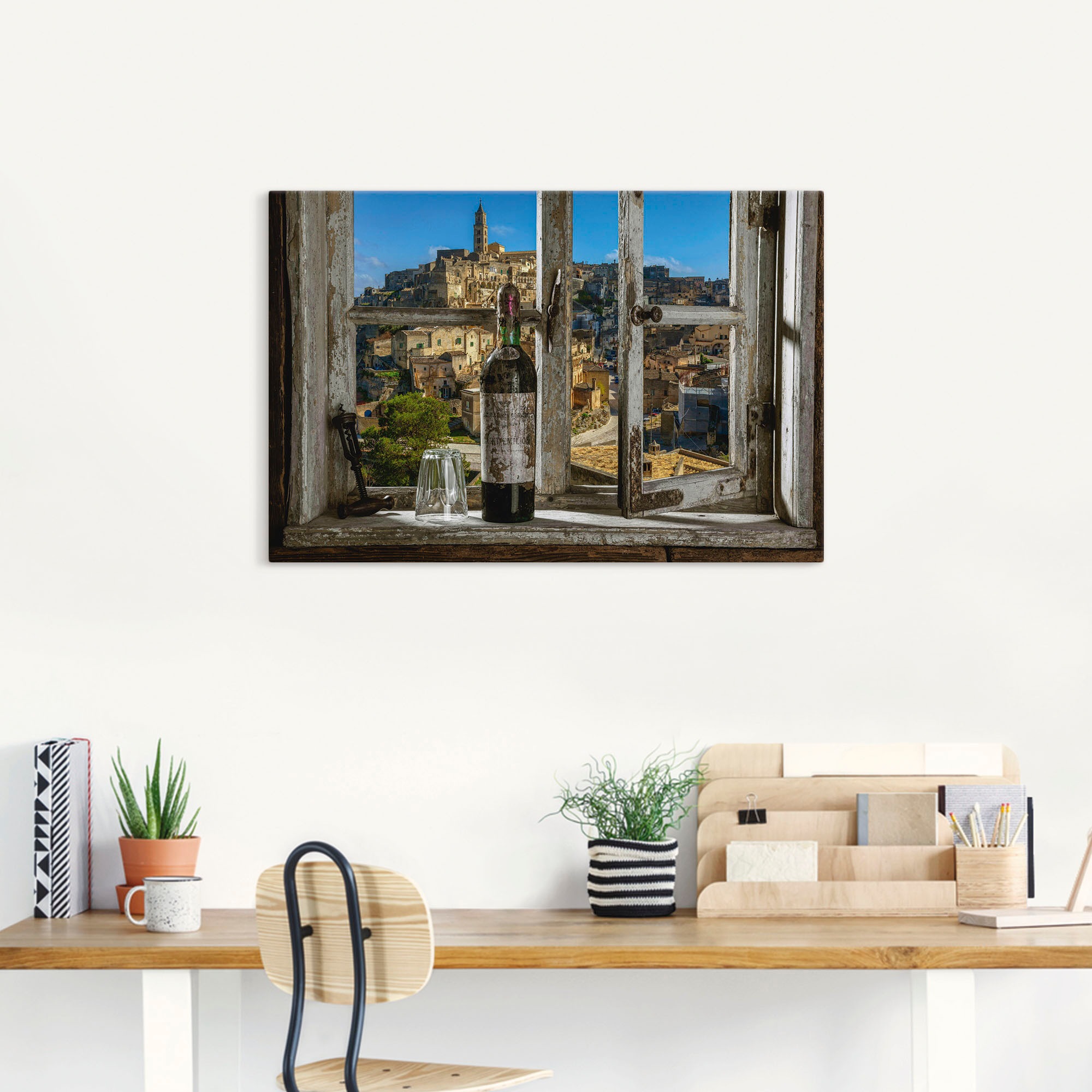 Artland Wandbild "Blick aus dem Fenster Matera, Italien" Fenster & Türen 1 Stk. tlg. als Alubild, Leinwandbild, Poster in verschied. Größen