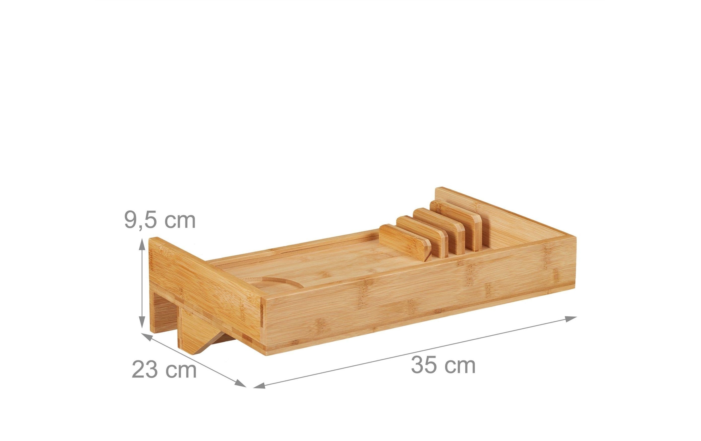 relaxdays Tablett »mit Halterungen Nature«, (1 tlg.), Holzart: Bambus (China)
