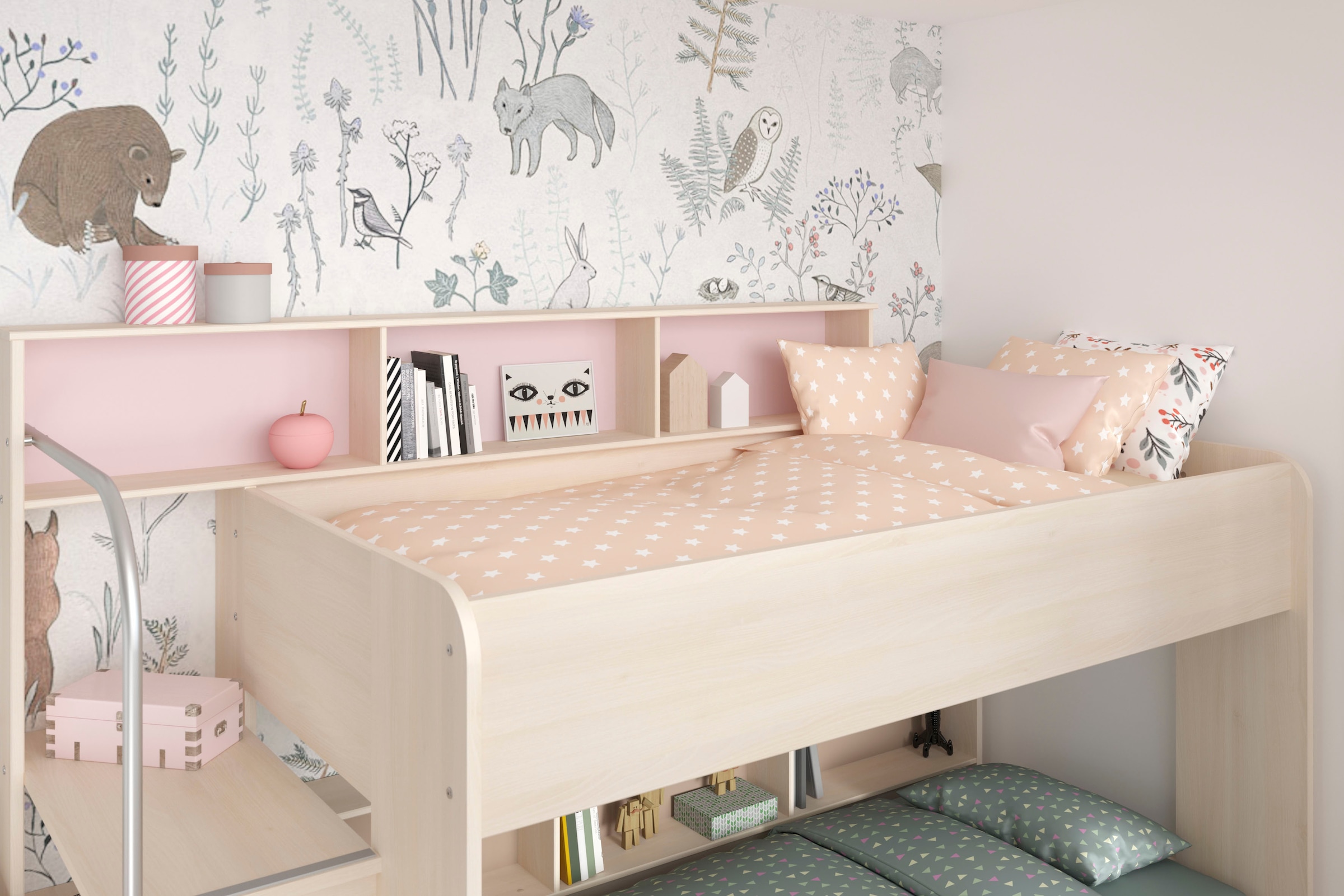 Parisot Jugendzimmer-Set »Bibop«, (3 tlg., Etagenbett, zwei Schreibtische), mit 2 Schreibtischen