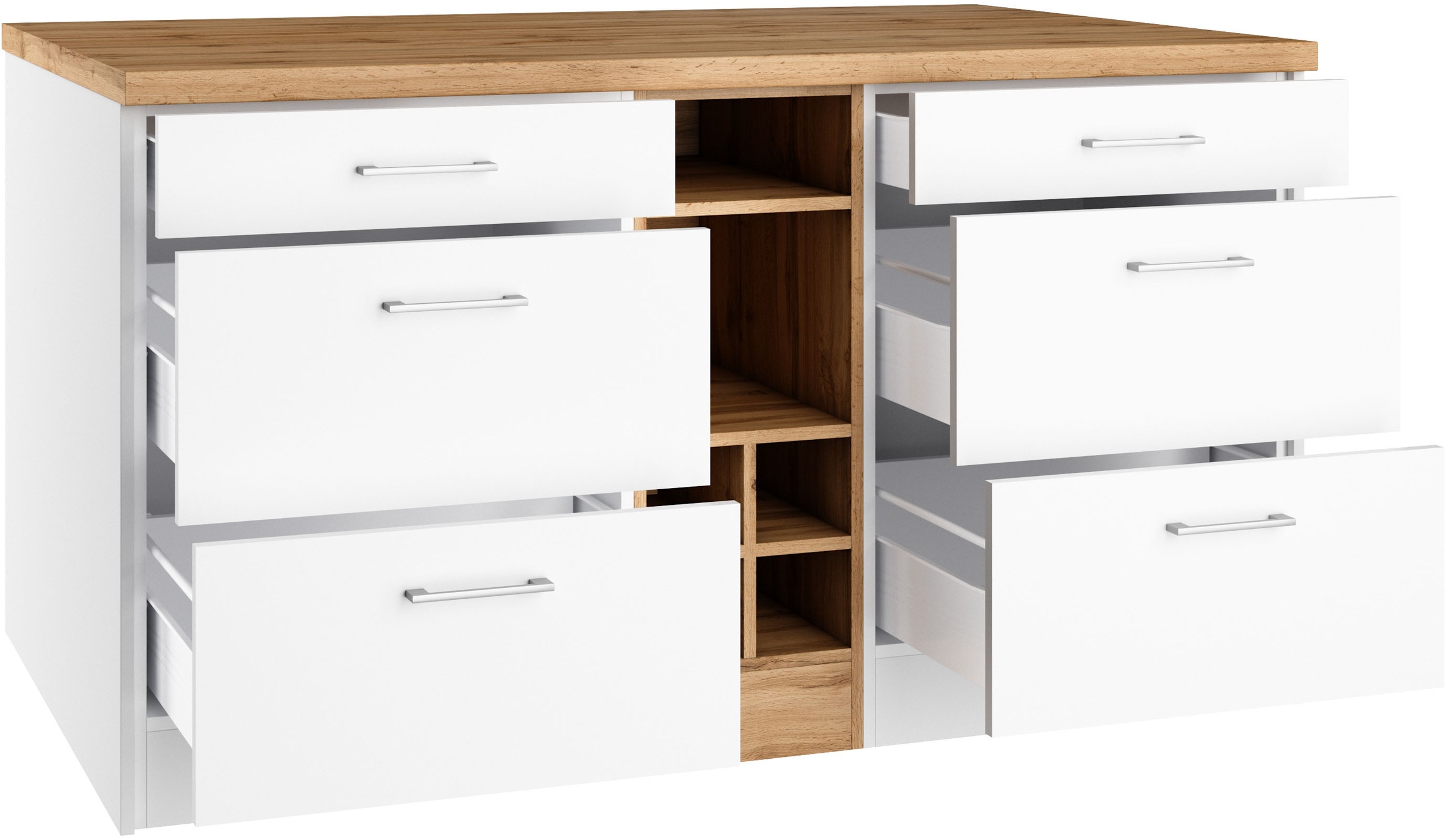 KOCHSTATION Ilot de cuisine »KS-Milan« dimensions 153/100 cm, beaucoup d’espace de rangement, lieu central : cuisine