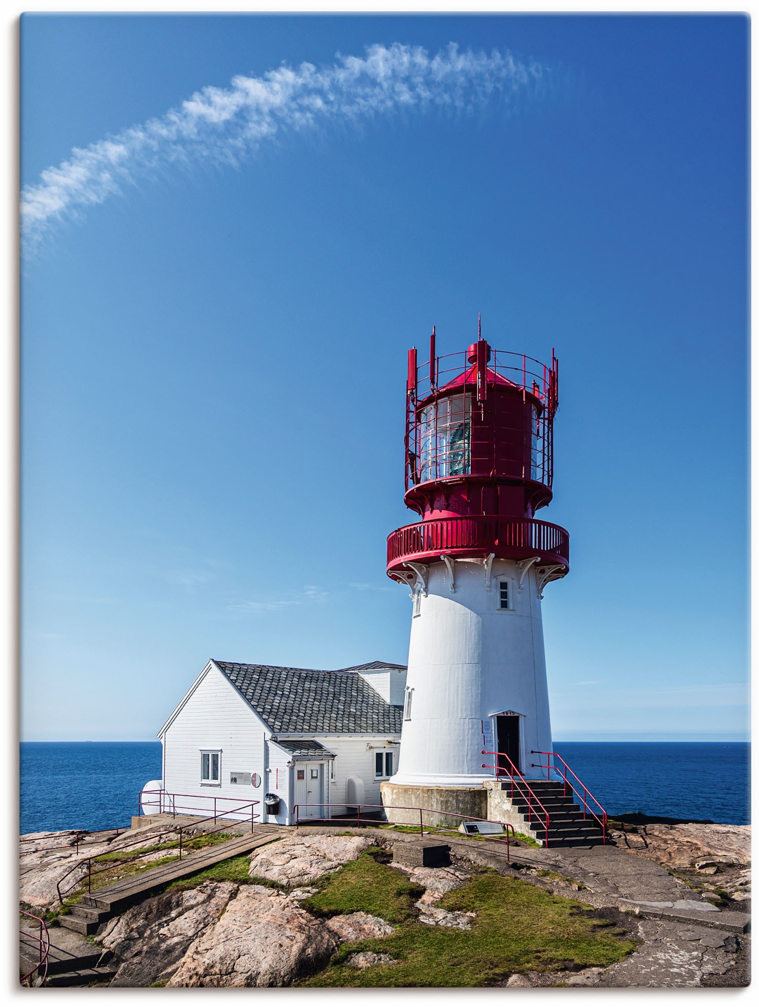 Image of Artland Wandbild »Leuchtturm Lindesnes Fyr in Norwegen«, Gebäude, (1 St.), in vielen Grössen & Produktarten - Alubild / Outdoorbild für den Aussenbereich, Leinwandbild, Poster, Wandaufkleber / Wandtattoo auch für Badezimmer geeignet bei Ackermann Versand 