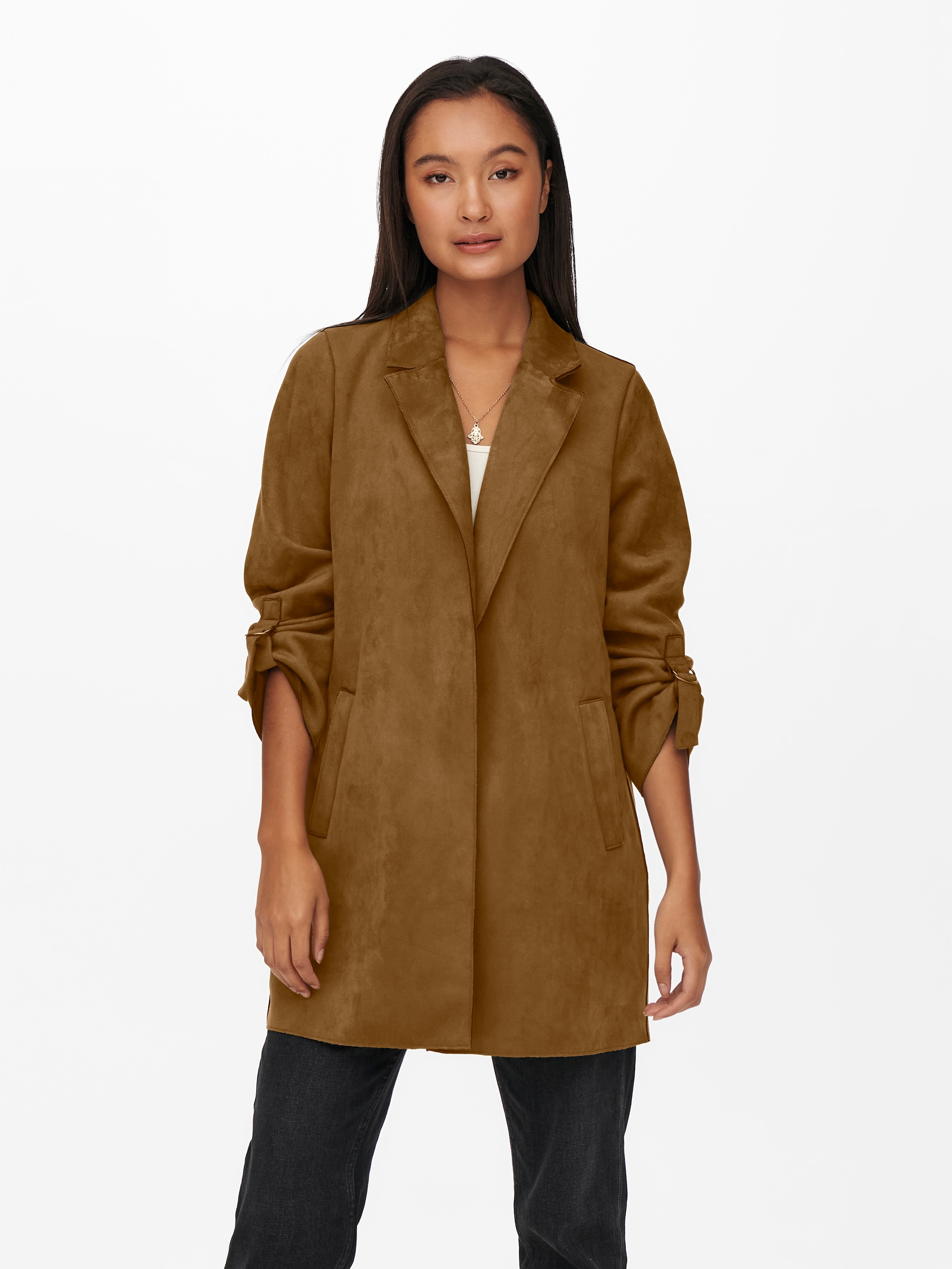 Image of ONLY Langjacke "ONLJOLINE FAUX SUEDE COAT LIFE CC OTW" mit Reverskragen, weiches Wildlederimitat