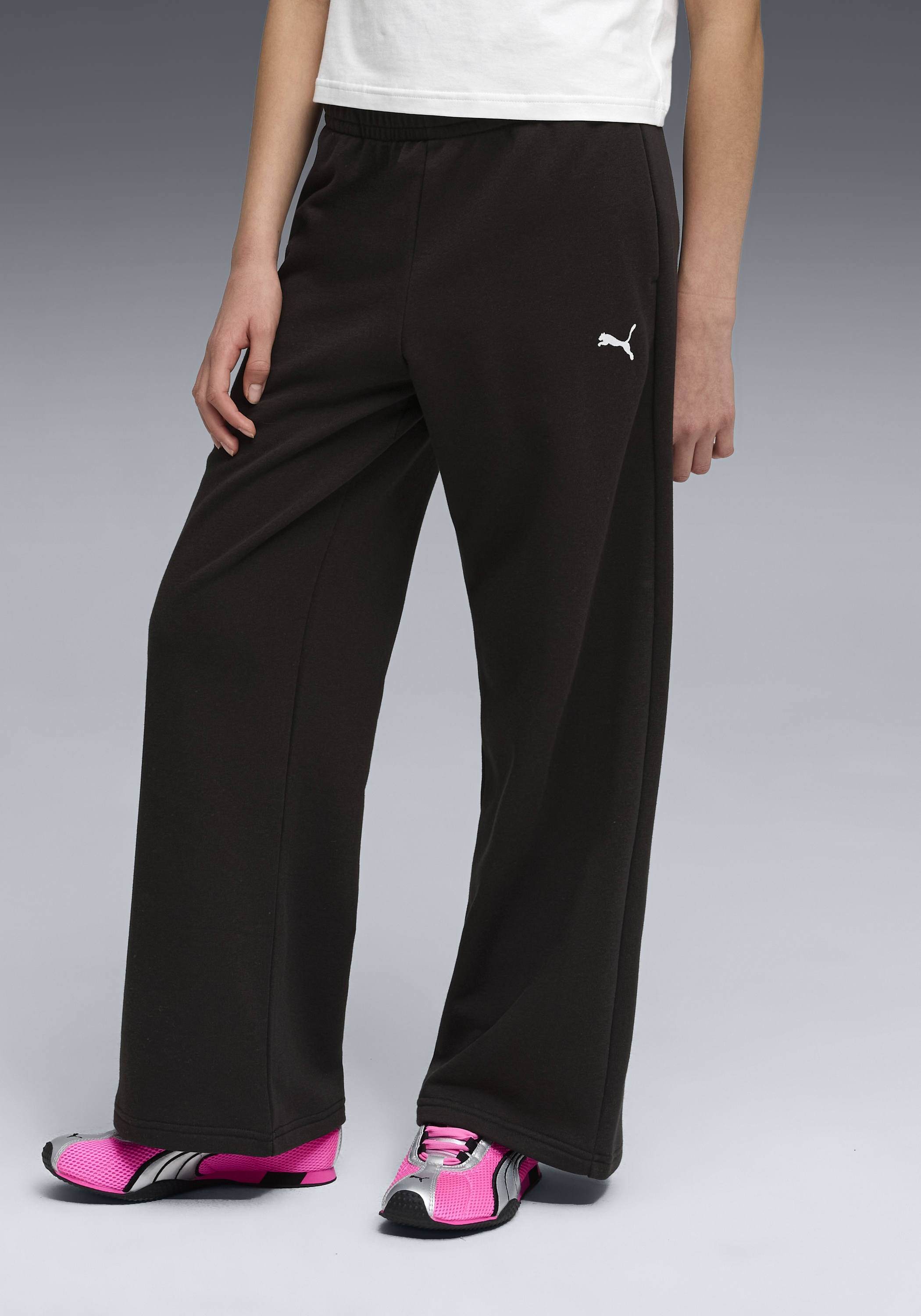Image of PUMA Trainingshose "ESS WIDE LEG PANTS TR G" aus Baumwollmischung, mit Eingrifftaschen, Regular Fit