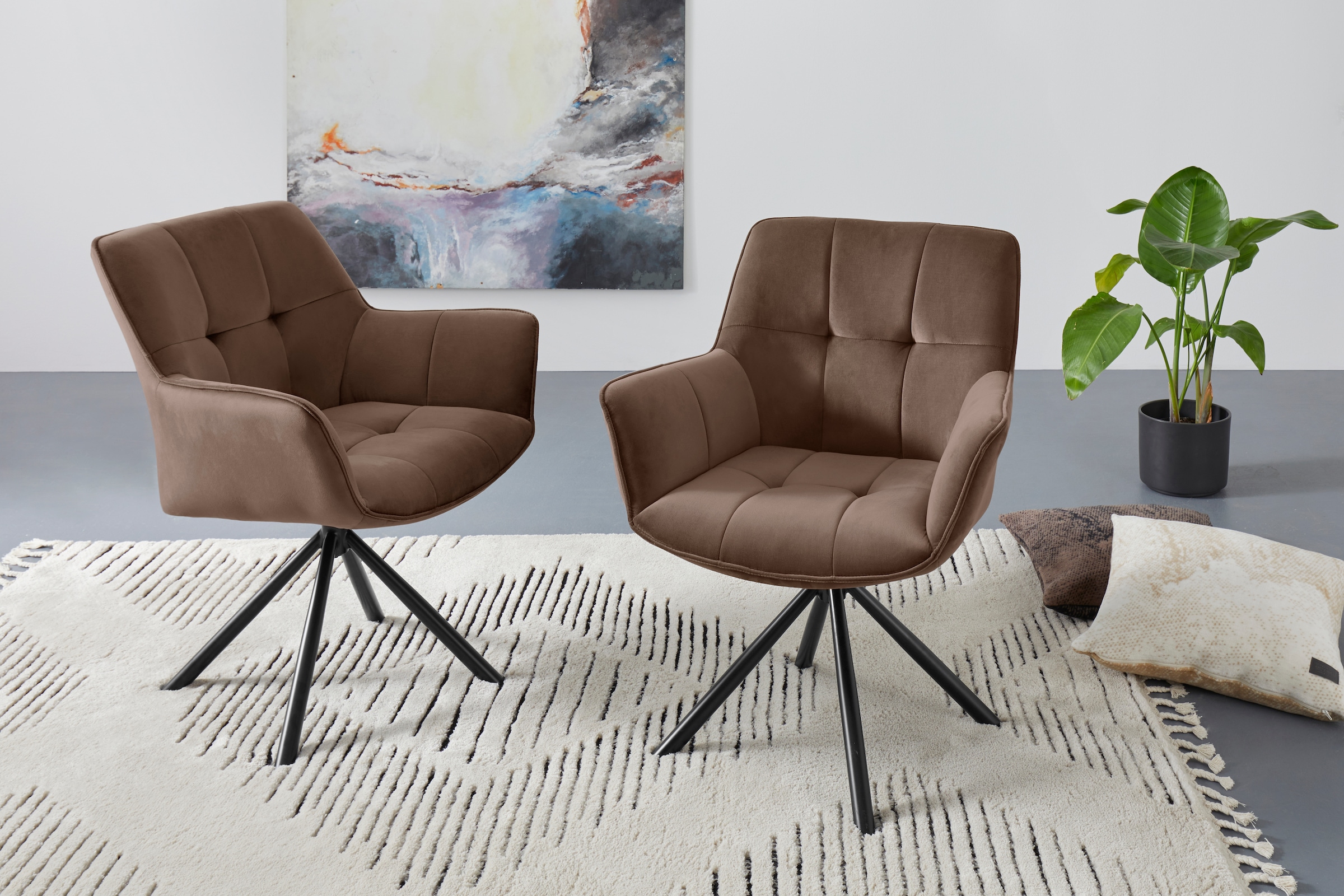 GOODproduct Chaise pivotante »Lika« () lot de 2, fonction rotation 360 degrés, rembourrage en velours
