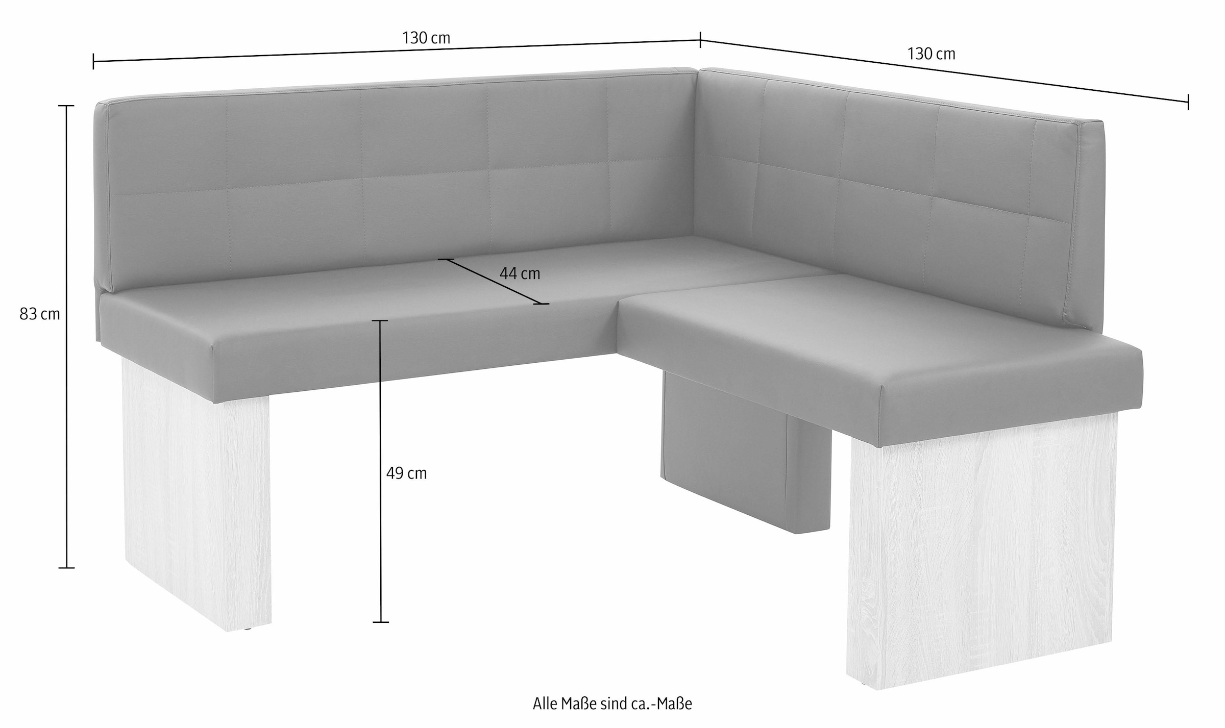 massivline&more Banc d'angle »Anna 2« côté isocèle 130 cm