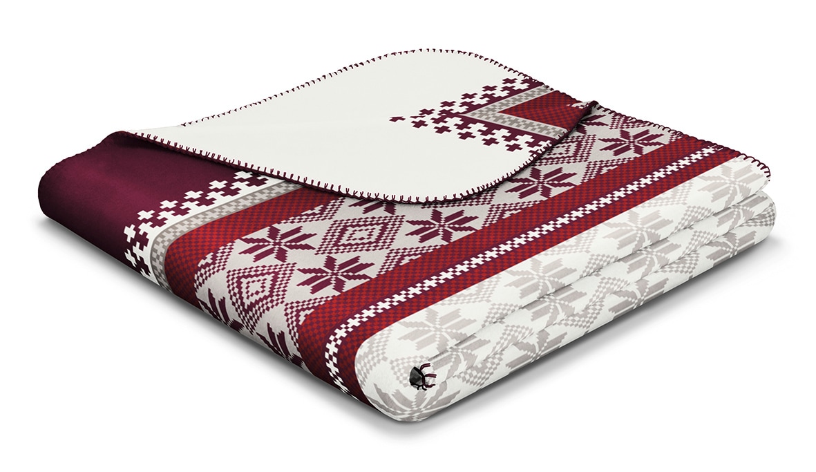 Image of Biederlack Wohndecke "Nordic Knit" Stimmungsvolle Bordüren mit Schneeflocken und Eiskristallen