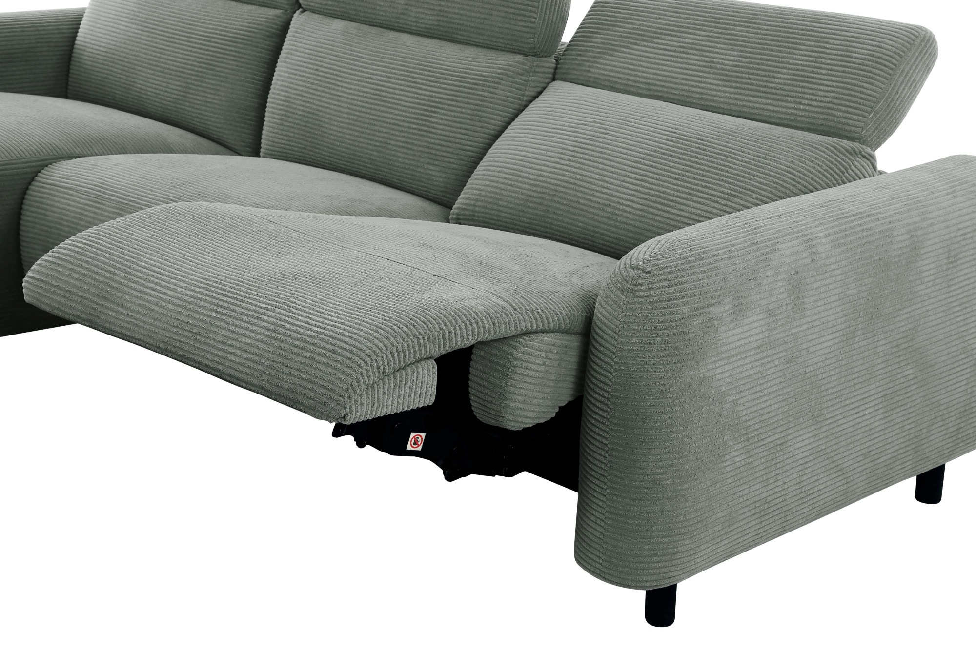 Home affaire Ecksofa »SKAANE in Cord, L-Form, 274 cm, manuelle u. elektrische Relaxfunktion,« rundes Design, Kopfteilverstellung, Federkernpolsterung