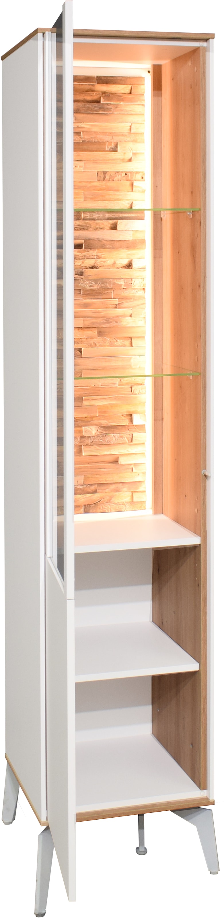 Mäusbacher Standvitrine »Faro« Faro Standvitrine B 43 cm, inkl. Beleuchtung, Push to open, Metallfüsse