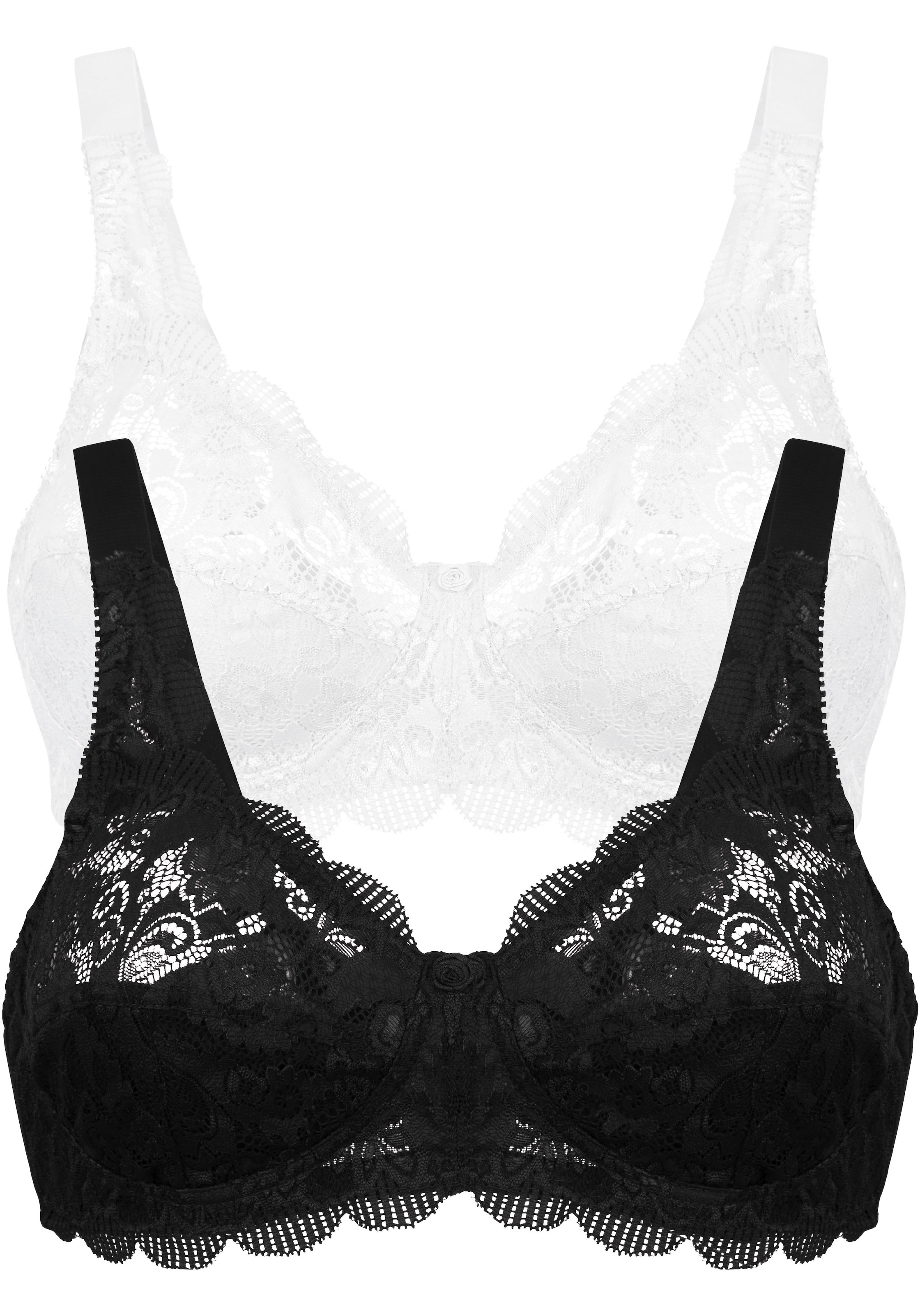 Image of Susa Bügelloser BH "Latina" 2er Pack, zarte Spitze, atmungsaktiv, elastisch, bequem, BH-Set