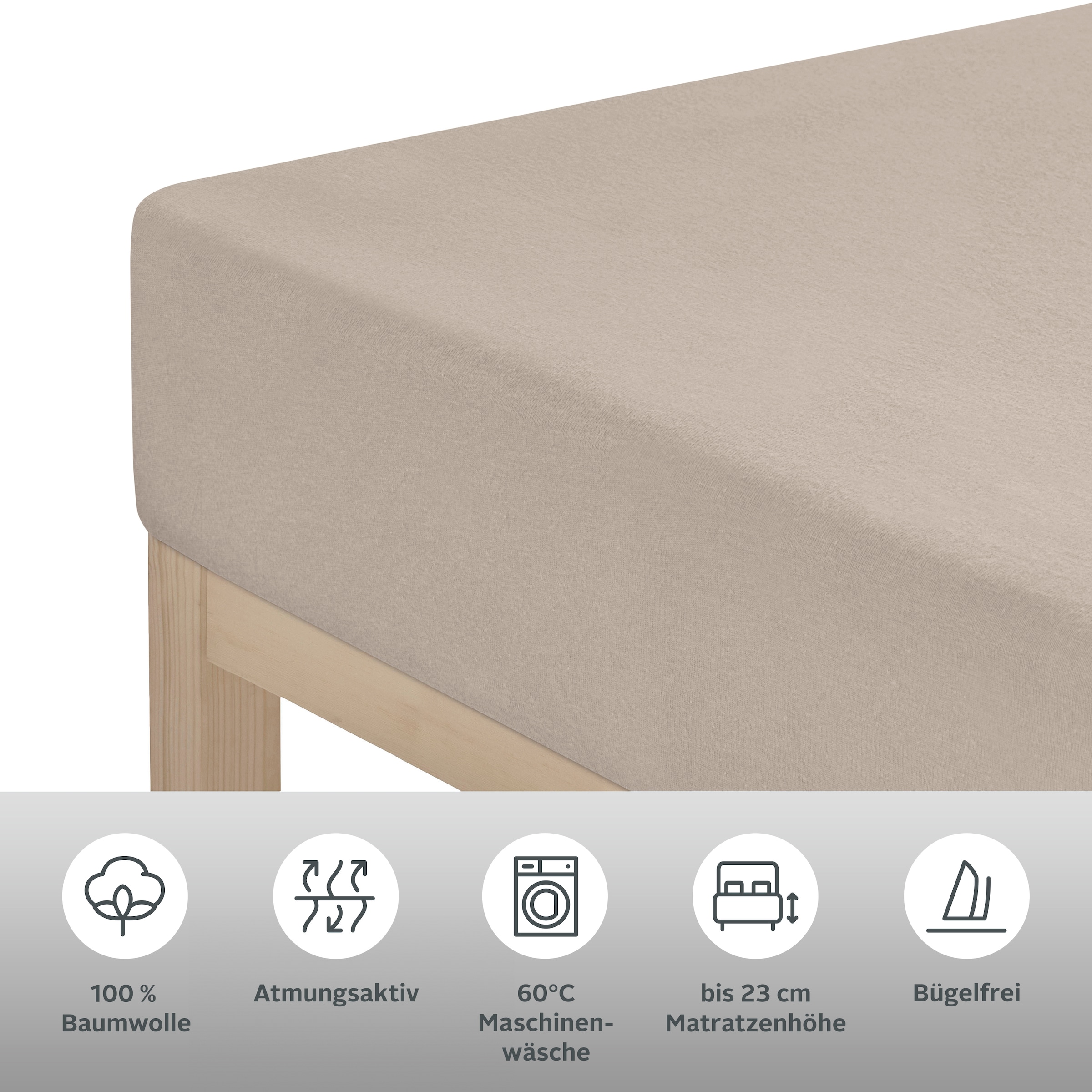 LeGer Home by Lena Gercke Draps de lit »LINNEAL Jersey aus 100% Baumwolle, 150 g/m²« Drap housse premium pour matelas jusqu'à 23 cm de hauteur, ajustement parfait