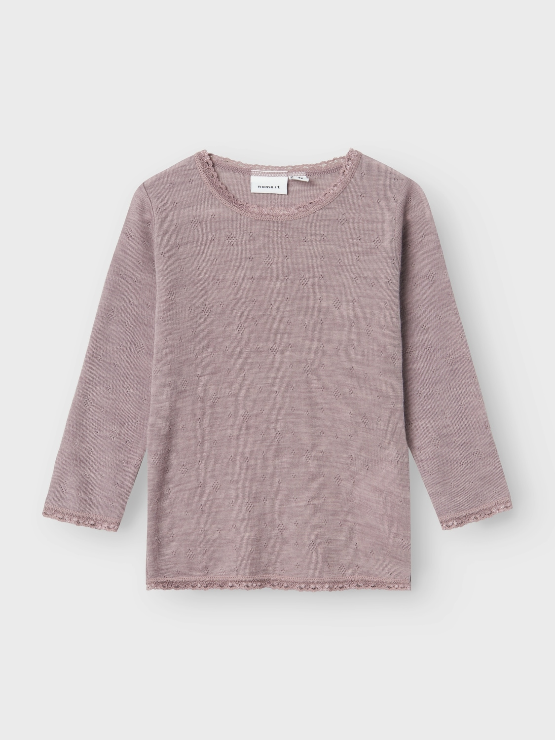 Name It Langarmshirt »NMFWANG WOOL NEEDLE LS TOP SOLID NOOS«, aus reiner Merinowolle