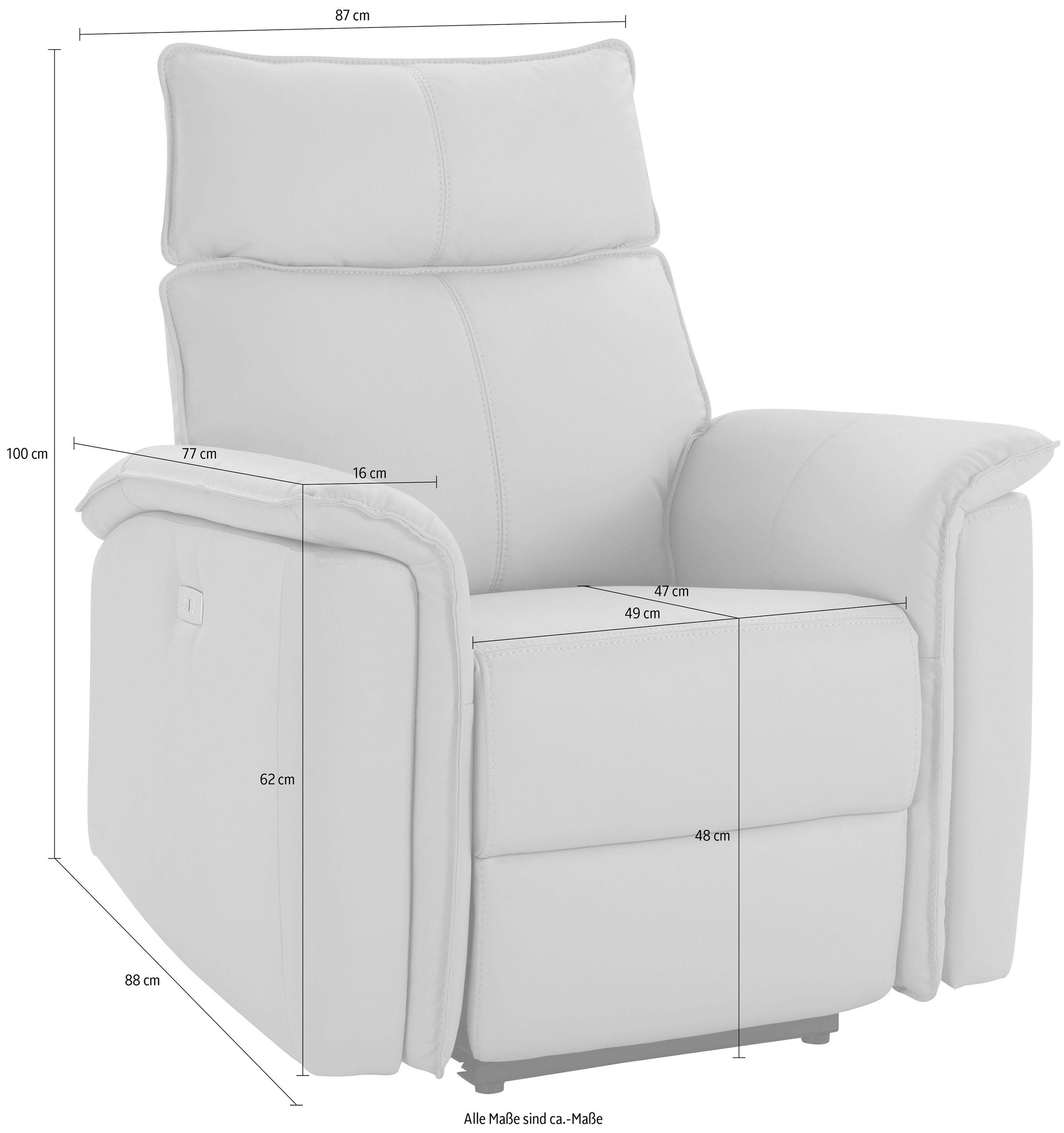 GOODproduct Relaxsessel »Zola, TV-Sessel mit Schlaffunktion, Sessel für Wohnzimmer mit« elektrischer Relaxfunktion und USB-Steckeranschluss, Breite 87 cm