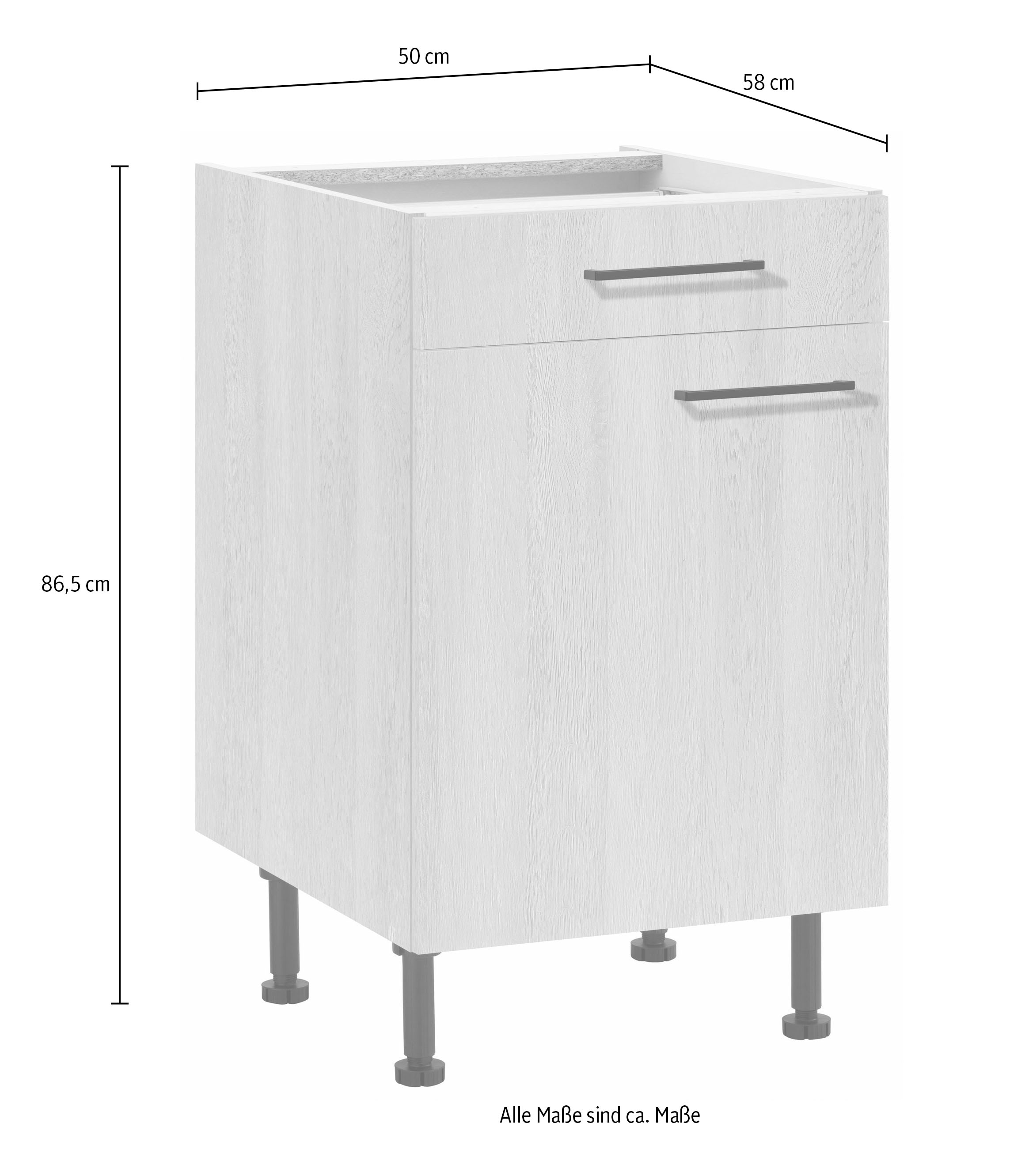 wiho Küchen Unterschrank »Nisos« 50 cm breit, Soft-Close in Schubkästen, verstellbare Füsse, ohne Platte