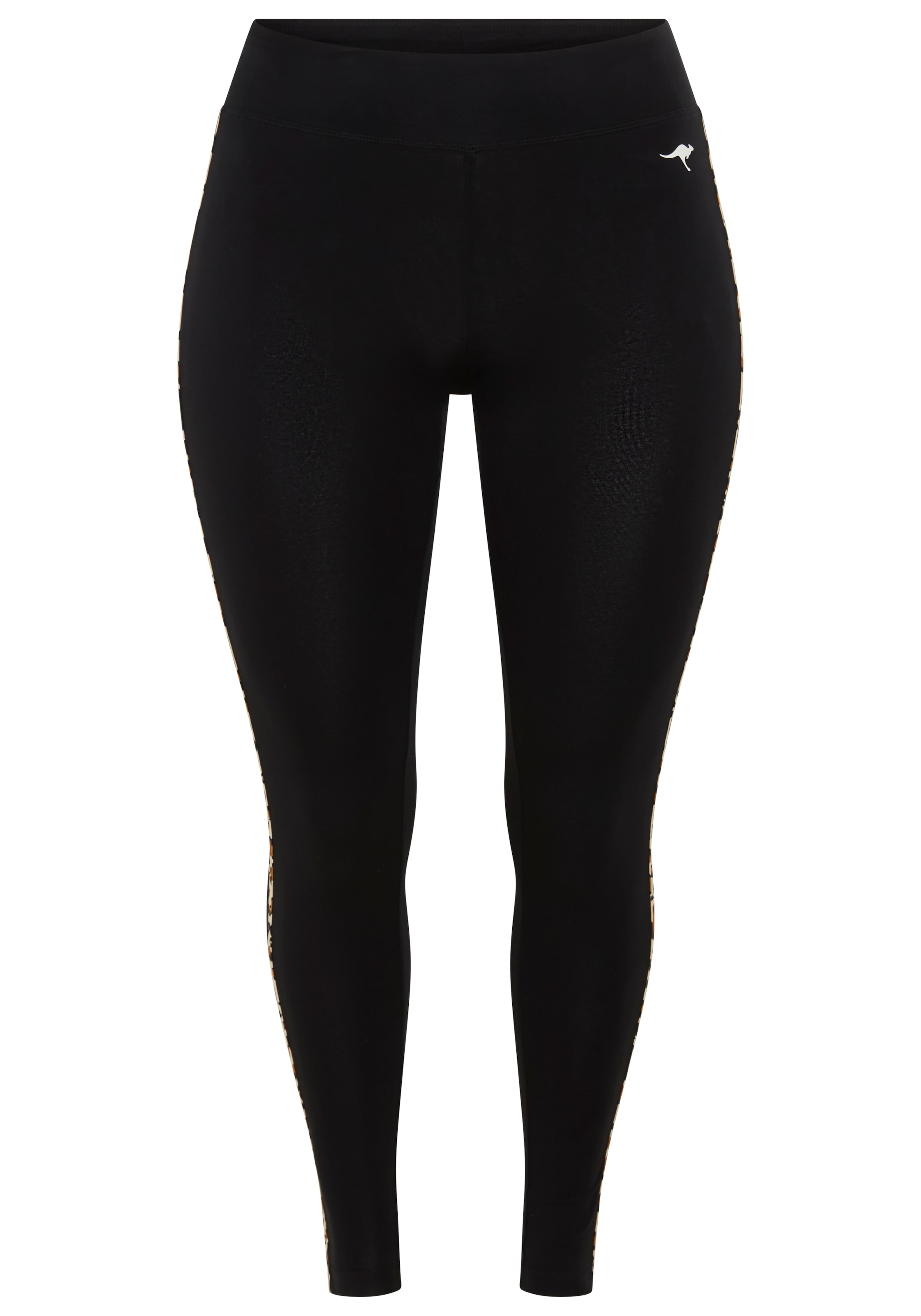 KangaROOS Leggings, mit seitlichen Streifen im Leo-Print, grosse Grössen