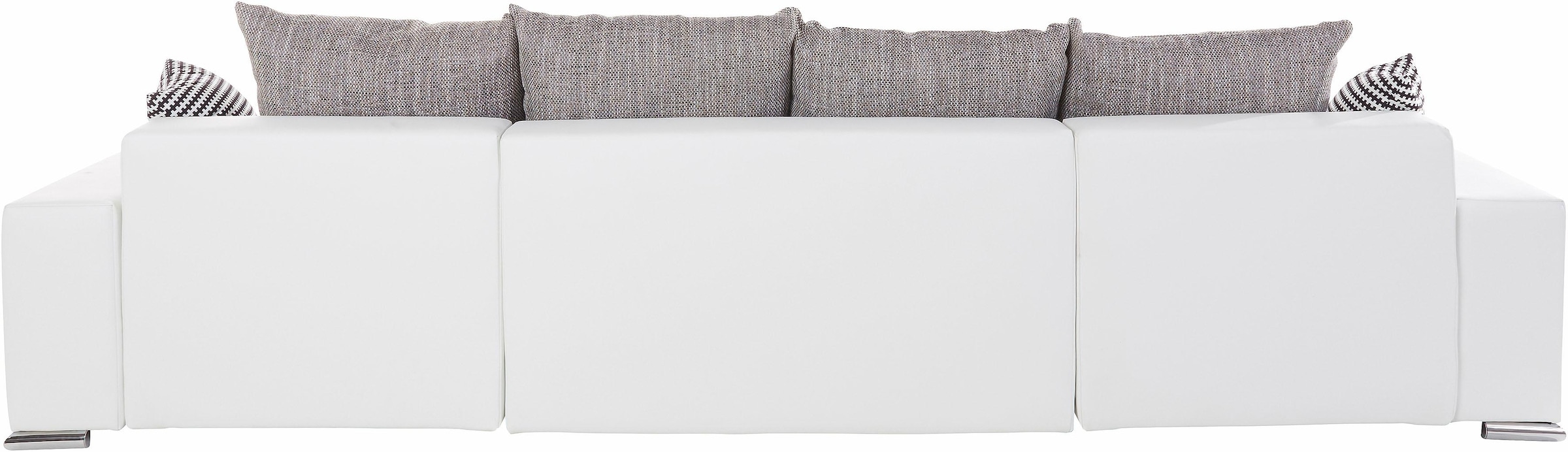 COLLECTION AB Wohnlandschaft »XL-Josy U-Form, Breite 313 cm, Kunstleder-Mix, Microfaser«, inkl. Bettfunktion, Bettkasten, mit 4 gleich grossen Rückenkissen