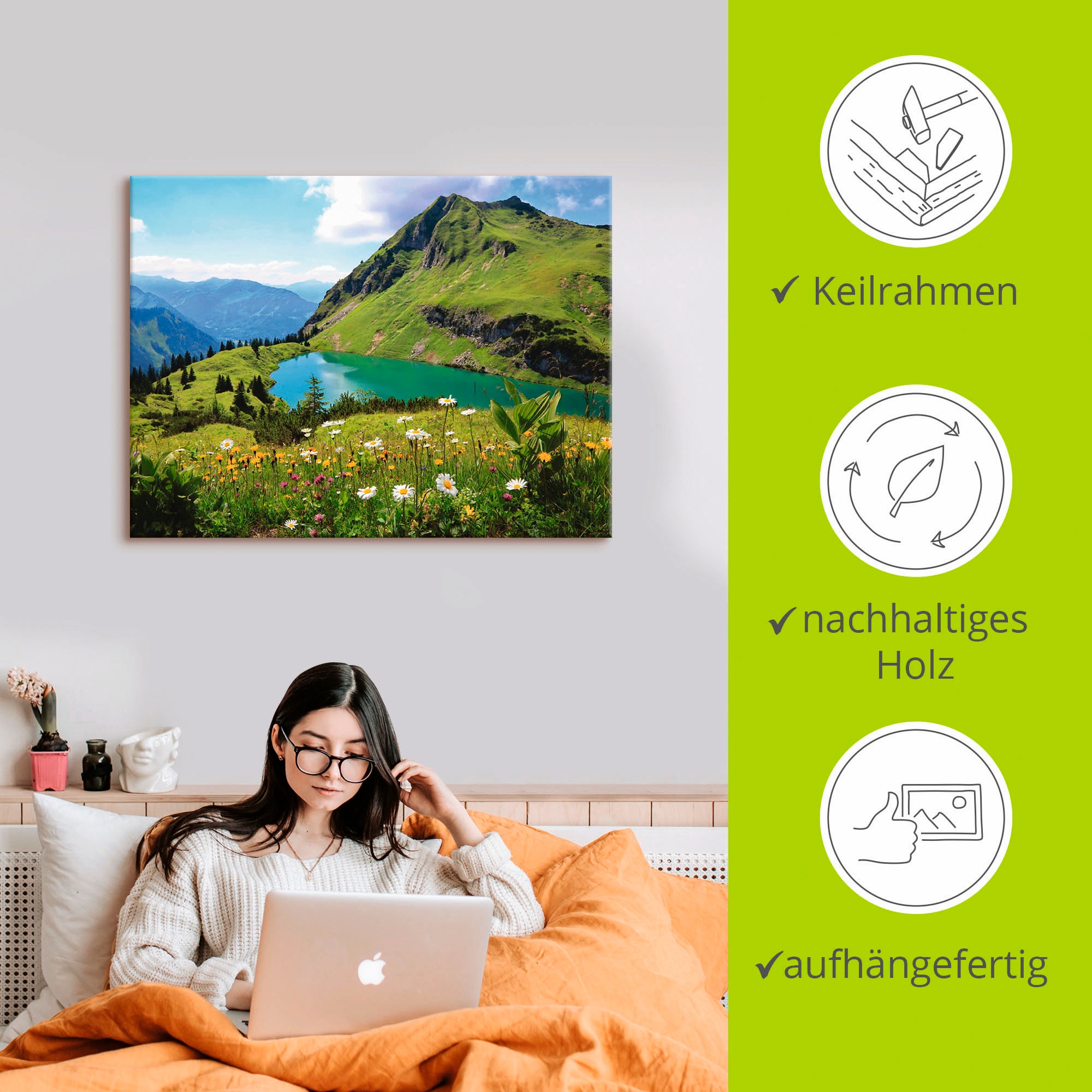 Artland Tableau sur toile »Seealpsee« 1 cuis tlg. auf Holzrahmen gespannt