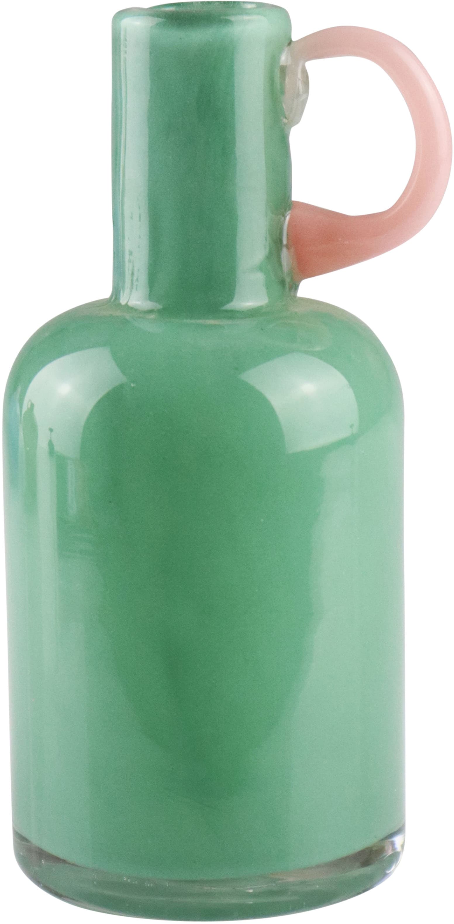 Image of AM Design Dekovase "aus grünem Glas mit einem zarten rosa Griff" modernes Design für Ihr Zuhause