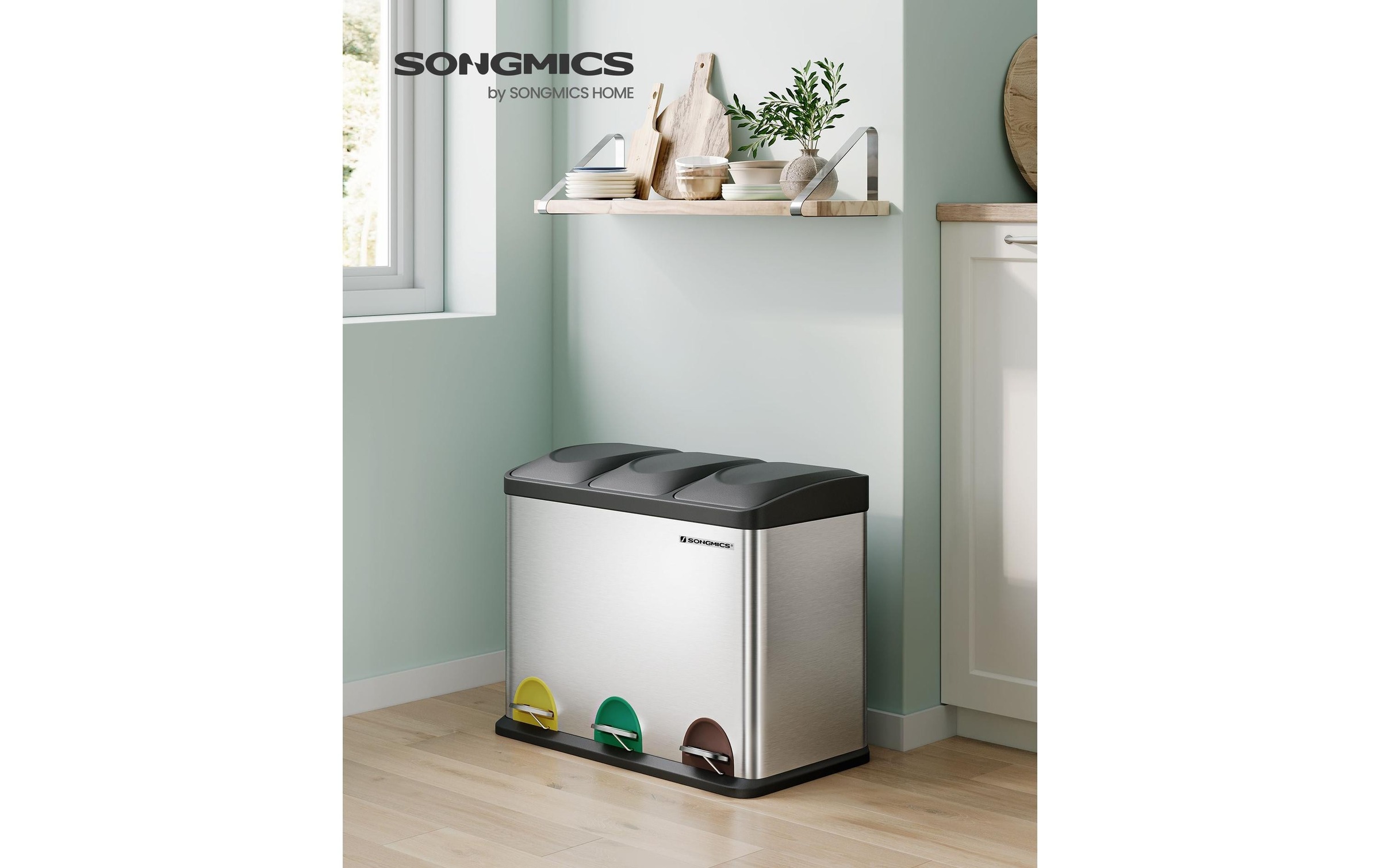 SONGMICS Mülleimer »3 x 15 l«, 2 Behälter