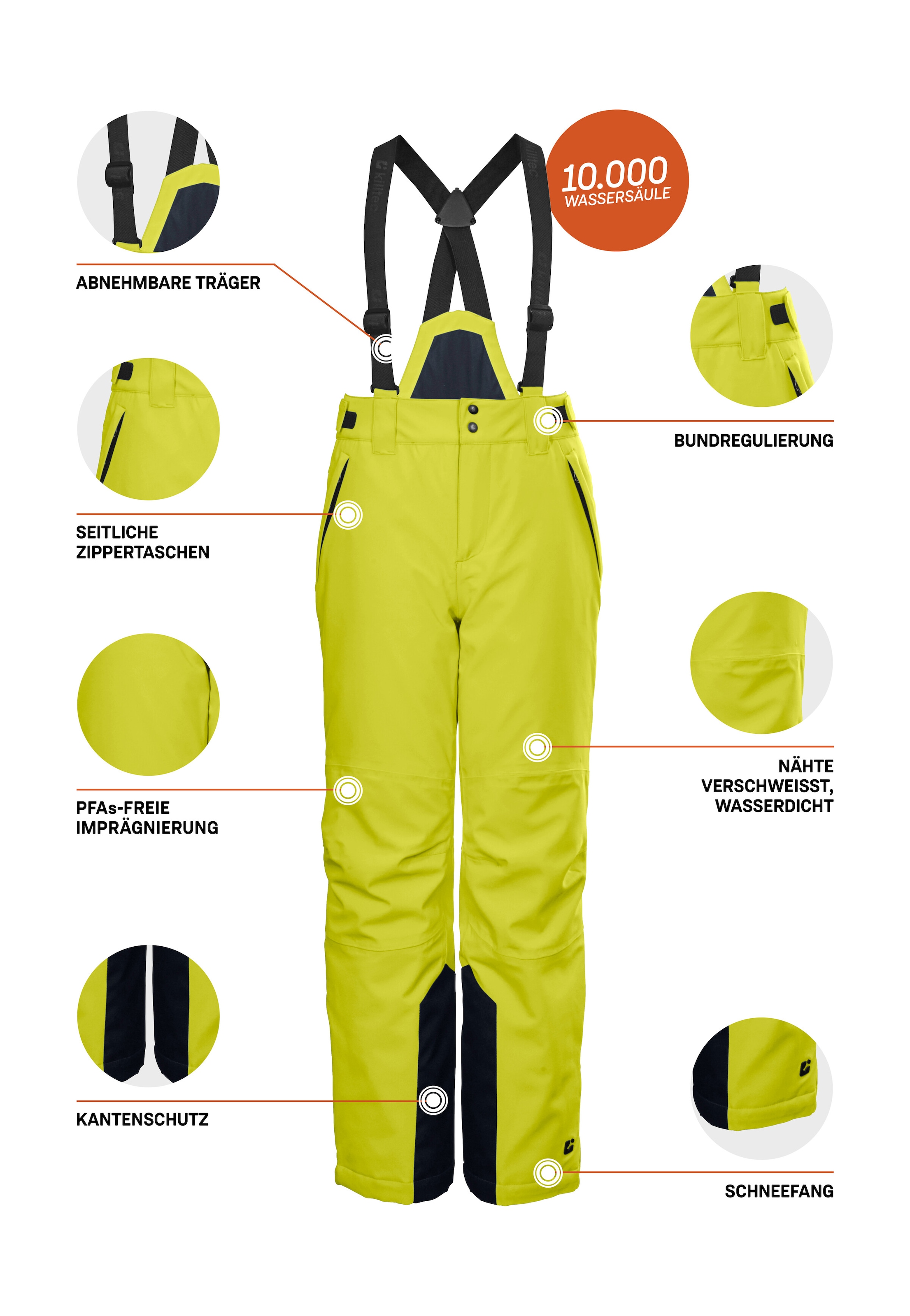 Killtec Skihose »KSW 79 BYS SKI PNTS«  Wasserdichte, atmungsaktive Skihose mit abnehmbarem Latz und Stauraum