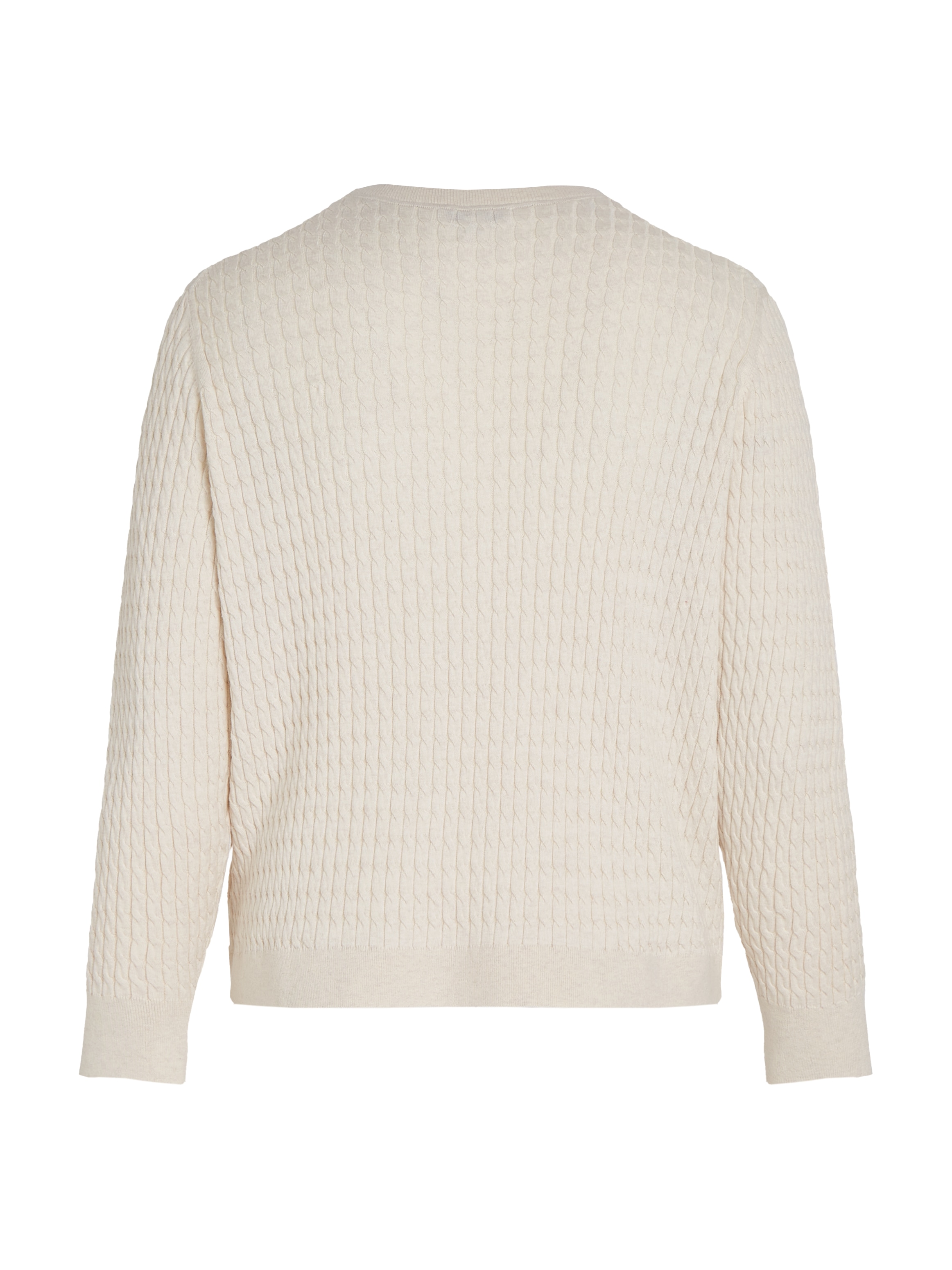 Tommy Hilfiger Curve Rundhalspullover »CRV CO CABLE C-NK LS SWEATER«, in Grossen Grössen, Zopfmuster, Logostickerei