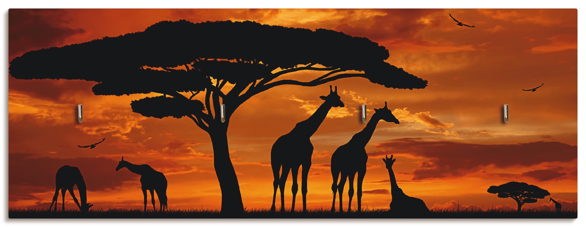 Artland Hakenleiste »Herde von Giraffen im Sonnenuntergang«, MDF