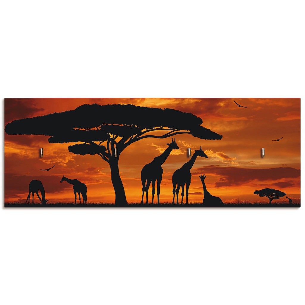 Artland Hakenleiste »Herde von Giraffen im Sonnenuntergang«