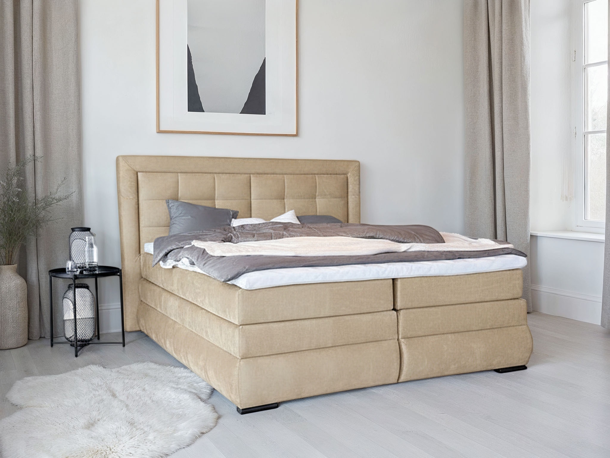 GOODproduct Boxspringbett »MIVVA inkl. Bettkasten & Topper, Komfortliegehöhe: 67cm, Breite: 180cm« in H3, H4 oder Hmix H3/H4, wahlweise mit oder ohne LED-Leuchten