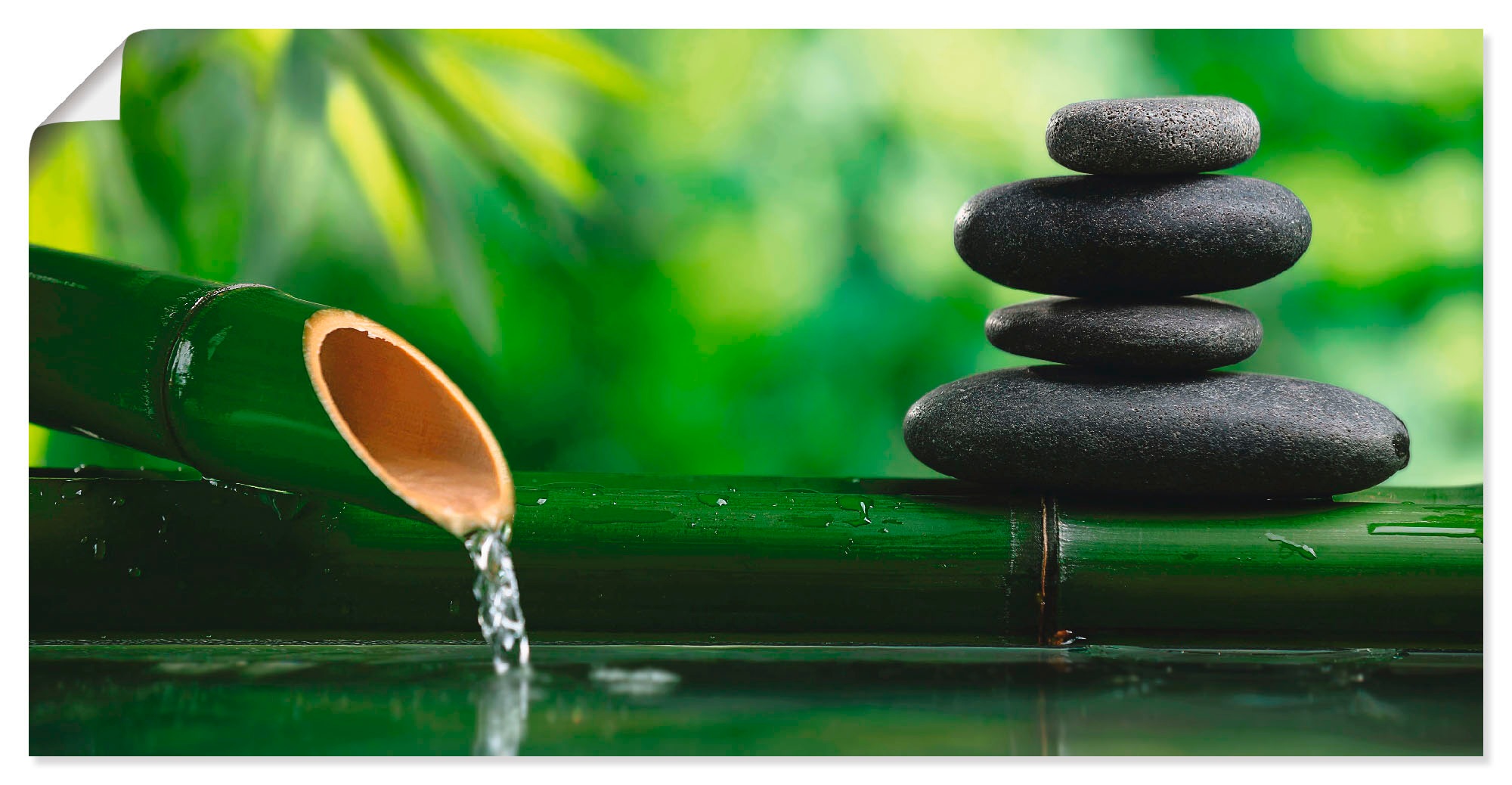 Image of Artland Wandbild »Bambusbrunnen und Zen-Stein«, Zen, (1 St.), in vielen Grössen & Produktarten - Alubild / Outdoorbild für den Aussenbereich, Leinwandbild, Poster, Wandaufkleber / Wandtattoo auch für Badezimmer geeignet bei Ackermann Versand Schweiz