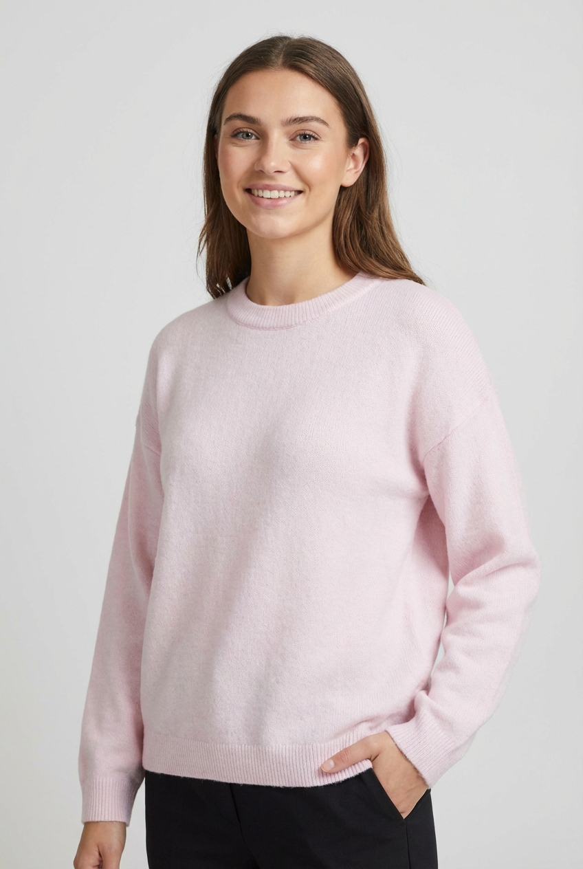 Image of Vila Strickpullover "VILIGA L/S O-NECK KNIT TOP - NOOS" Materialmix, relaxed fit