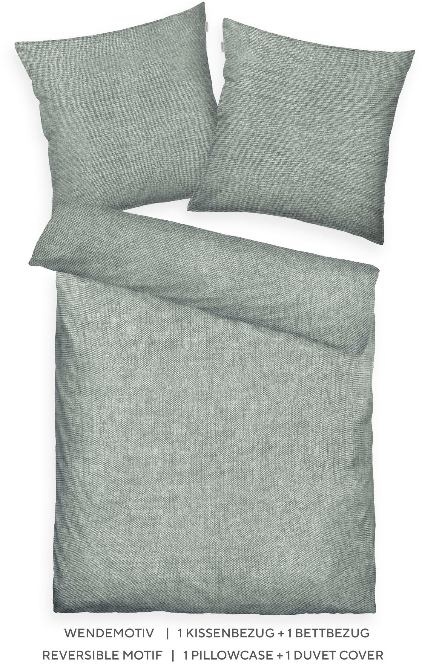 TOM TAILOR HOME Linge de lit »WOVEN MELANGE in Gr. 135x200cm oder 155x220cm« 2 cuis new bedroom, double couture sur l’oreiller, étiquette tissée