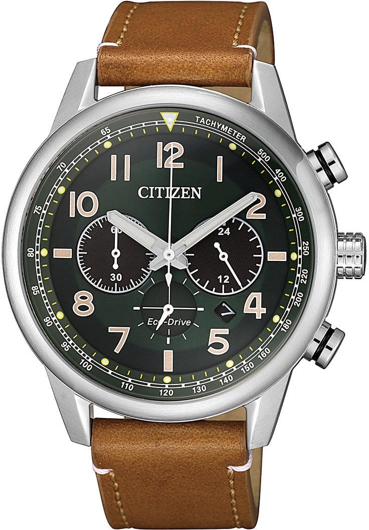 Image of Citizen Chronograph Armbanduhr, Herrenuhr, Solar, Datum, Stoppfunktion, Lederarmband