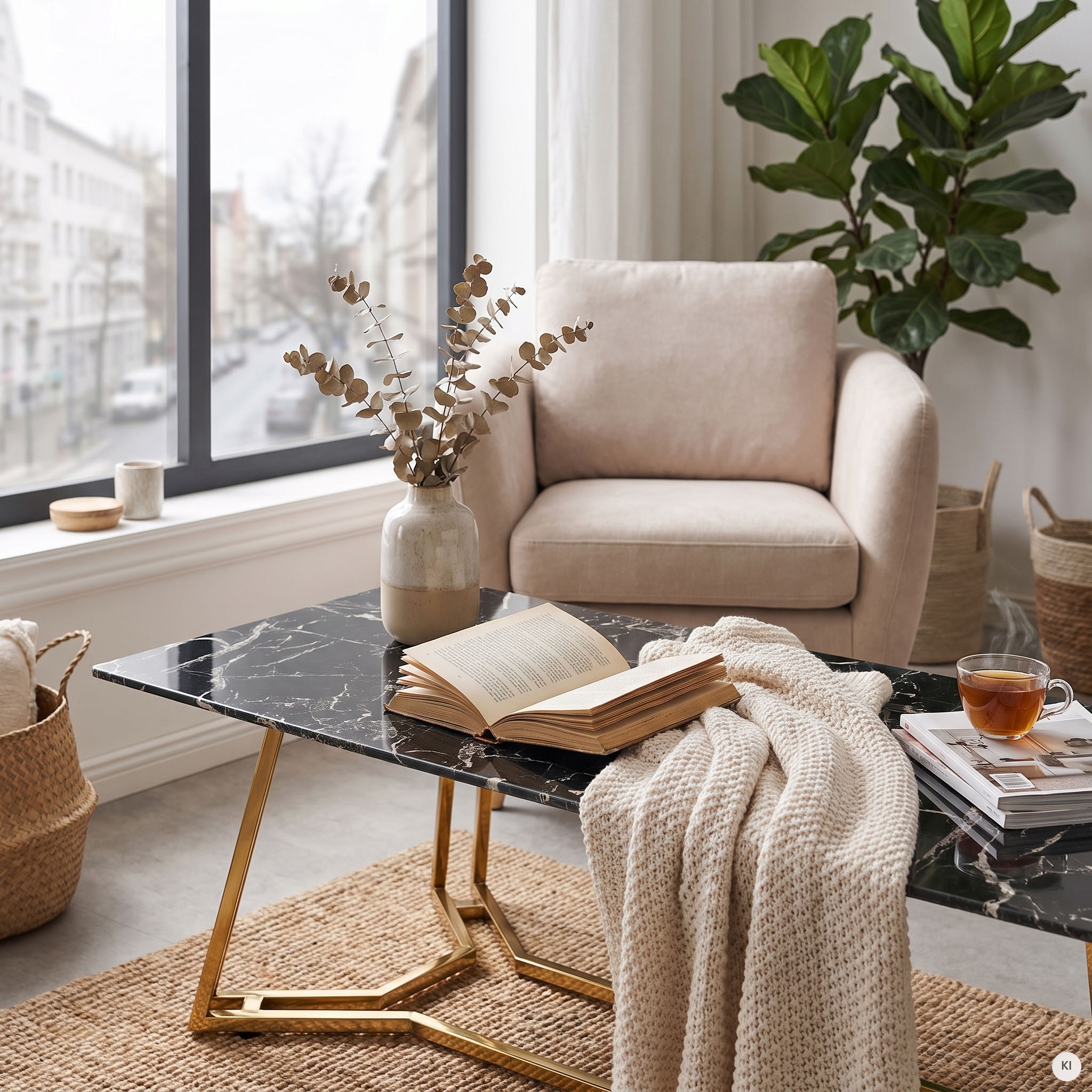 SalesFever Couchtisch »Design-Tisch für Ihr Wohnzimmer« Eleganz trifft auf Luxus: Marmor-Design Tischplatte