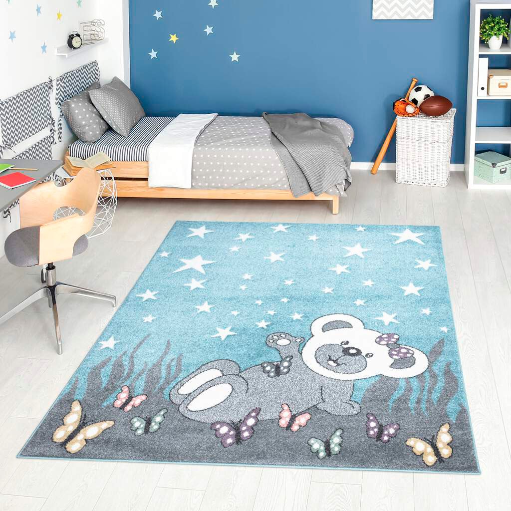 Image of Carpet City Kinderteppich "ANIME916" rechteckig 11 mm Höhe Kinderzimmer Teppich Modern mit Mond, Blumen, Wolken, Creme, Multi
