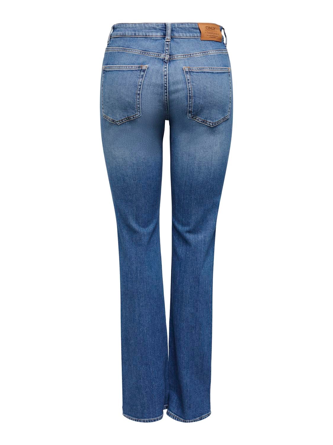 ONLY Bootcut-Jeans »ONLEVERLY MW SWEET FLARED DNM CRO187«, (Flared Jeans, Schlagjeans, ausgestellte Beinform, normale Leibhöhe), Baumwollmischung mit Stretch sorgt für ein angenehmes Tragegefühl