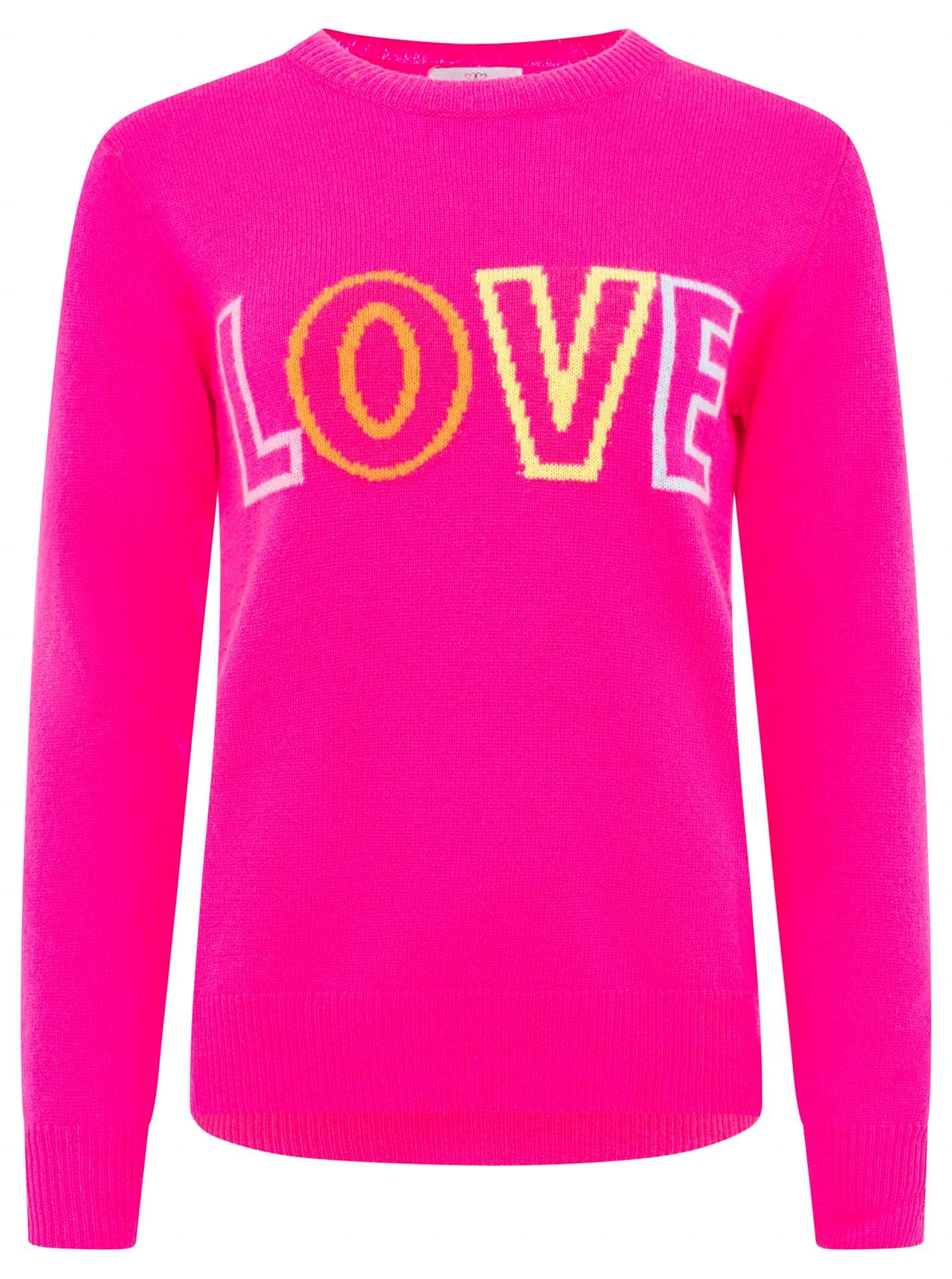Zwillingsherz Kaschmirpullover »"LOVE" wording« Rundhals, mit LOVE Aufschrift in Neonfarbe