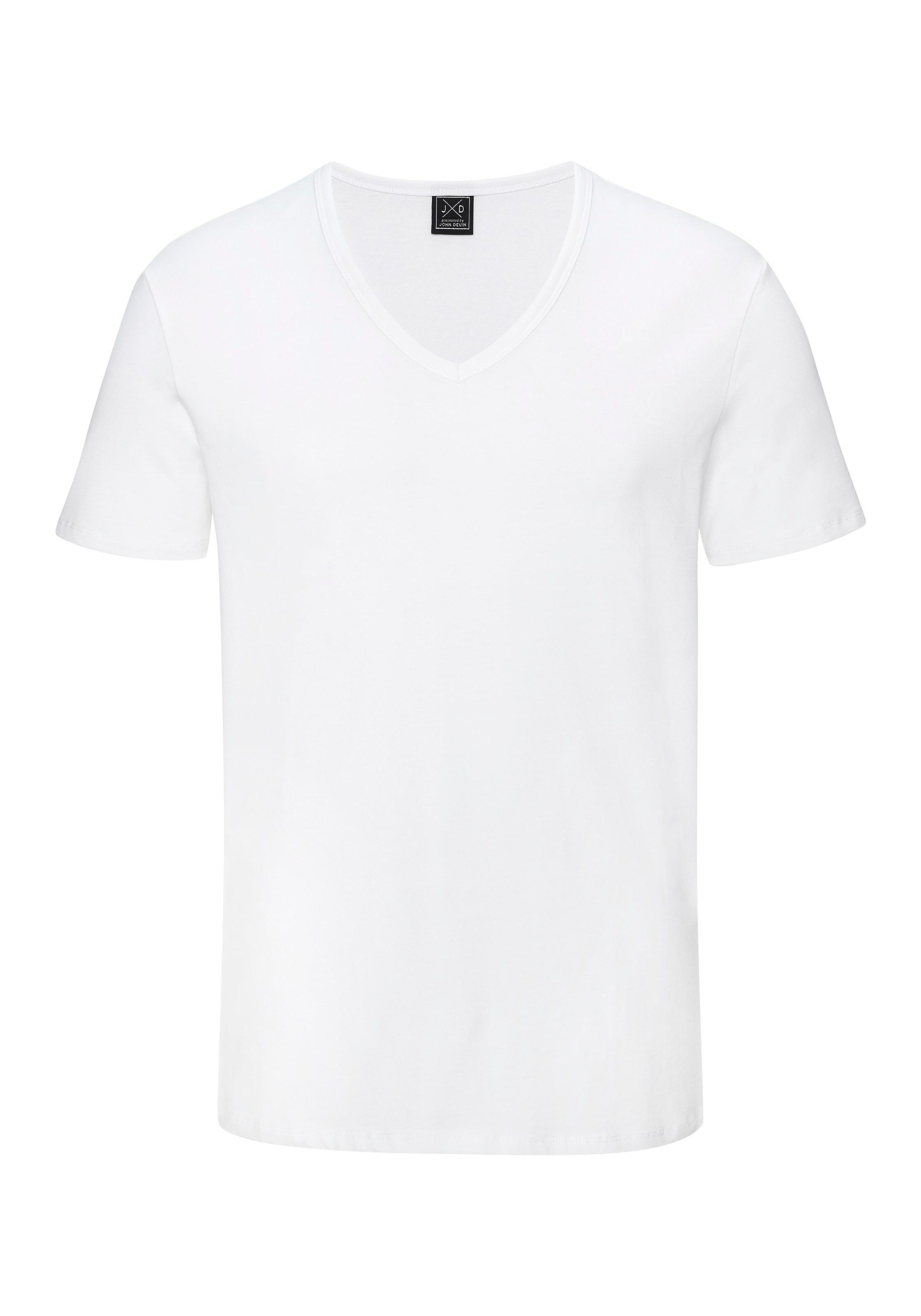 John Devin T-shirt »mit tiefem V-Ausschnitt, V-neck, Unterziehshirt« pack de 3,  en coton élastique de qualité