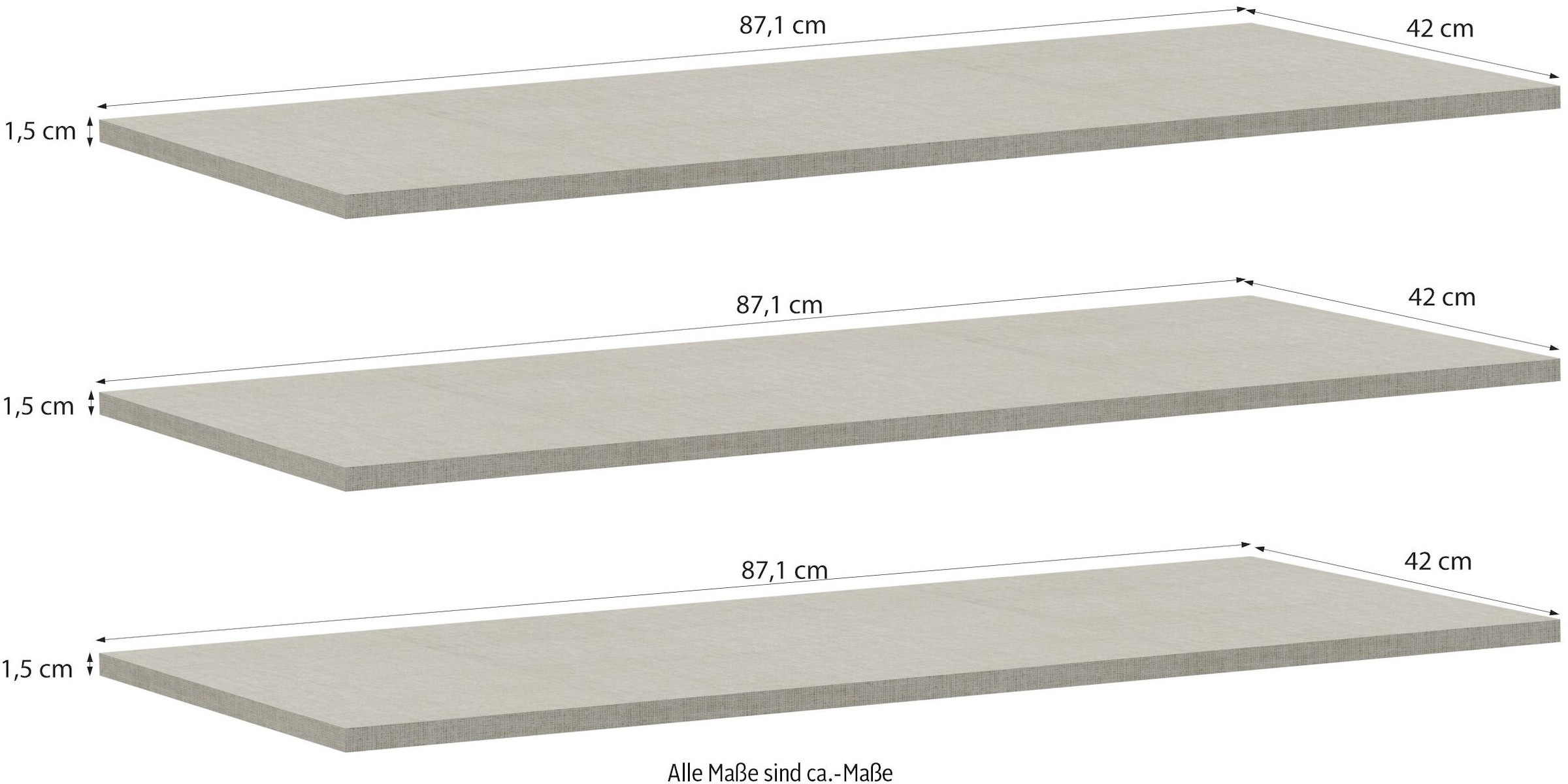 Image of FORTE Einlegeboden 3 Stk. tlg. 3er Set, optional bestellbar