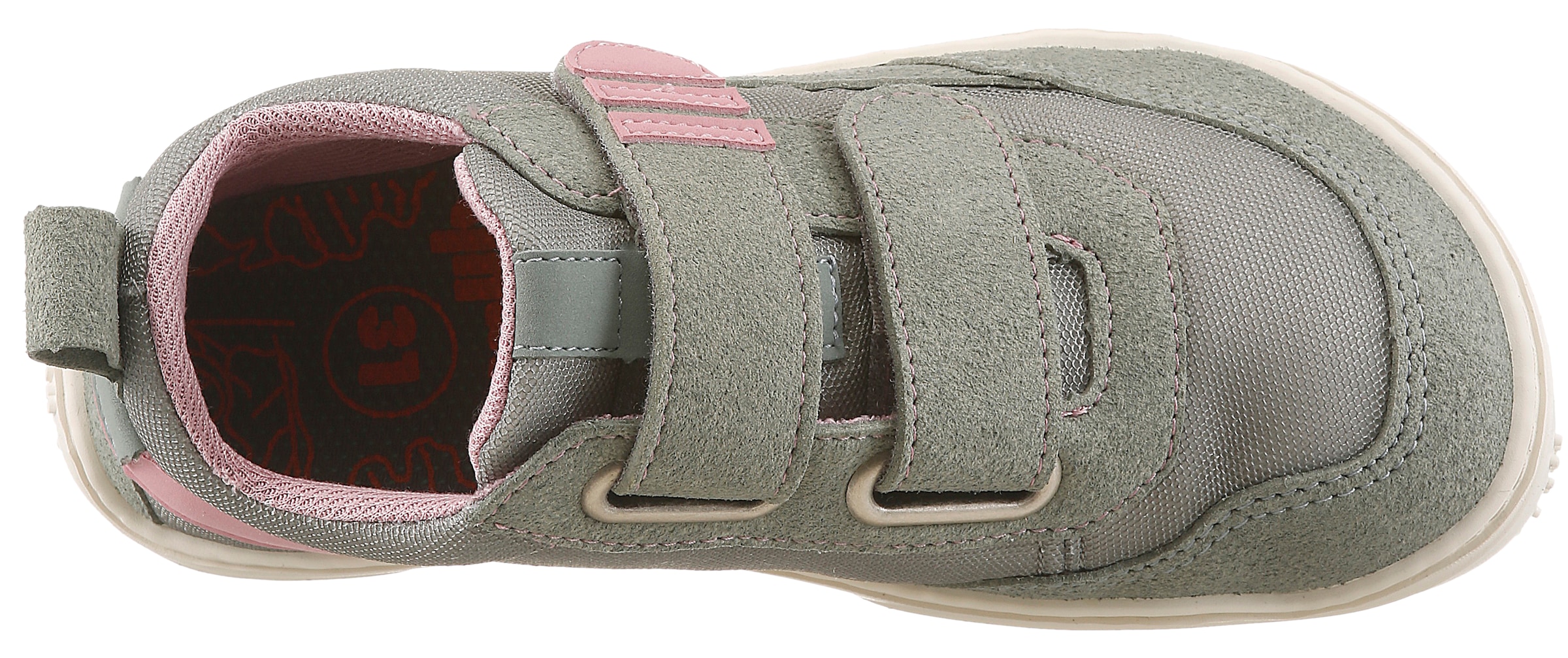 qnuffs Chaussures pieds nus »Erle«  chaussure à scratch, chaussure basse, sneaker avec empiècements contrastés