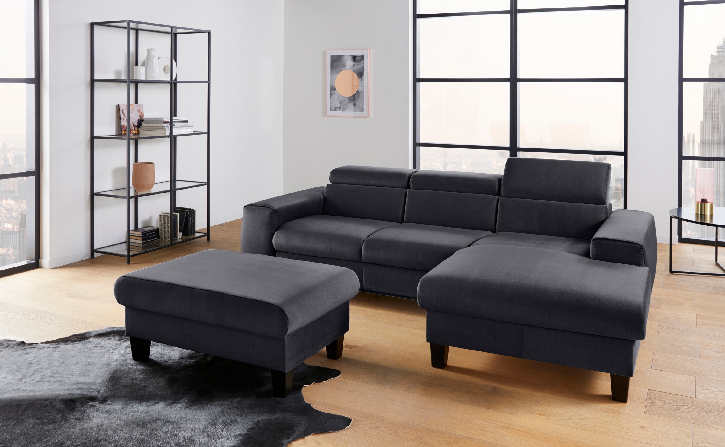 COTTA Ecksofa »Morven L-Form mit Kopfteilverstellung« wahlweise mit Bettfunktion, Bettkasten & Wireless-Charger