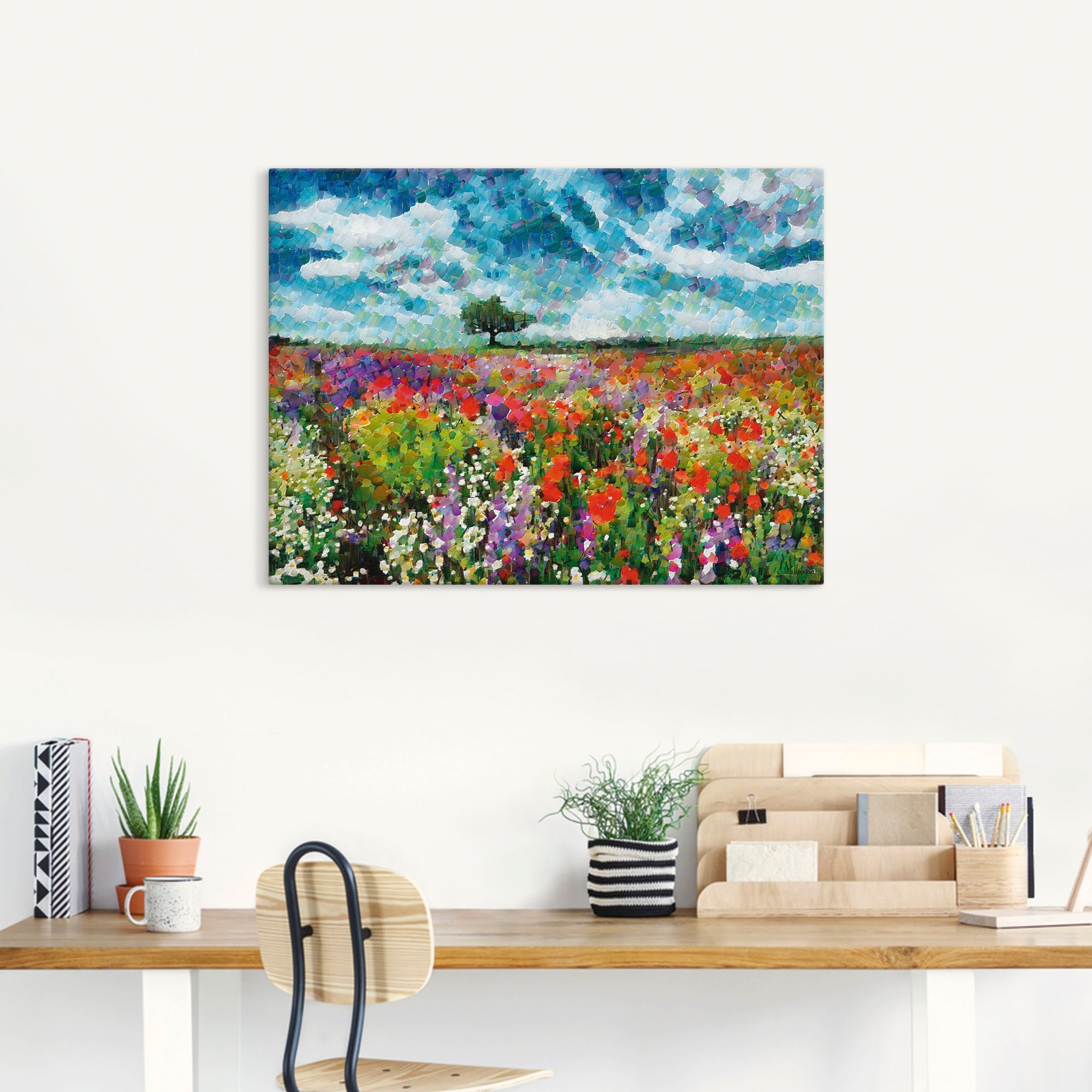 Artland Leinwandbild "Bunte Wiese" Blumenwiese 1 Stk. tlg. auf Holzrahmen gespannt