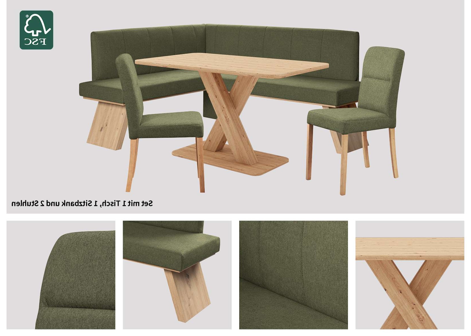 GOODproduct Ensemble de bancs d'angle »Nina« Ensemble, lot de 4, 4 cuis tlg. ensemble salle à manger chaises table et banc confortablement rembourrés