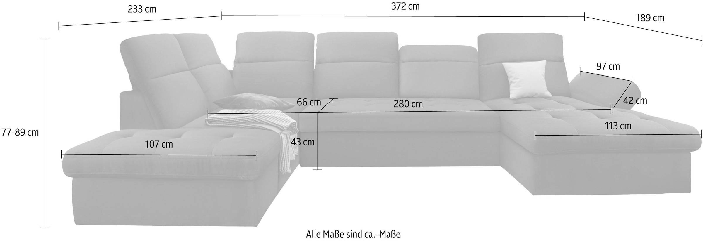 sit&more Wohnlandschaft »Stardust U-Form«, inklusive Kopfteilverstellung und Armlehnenfunktion