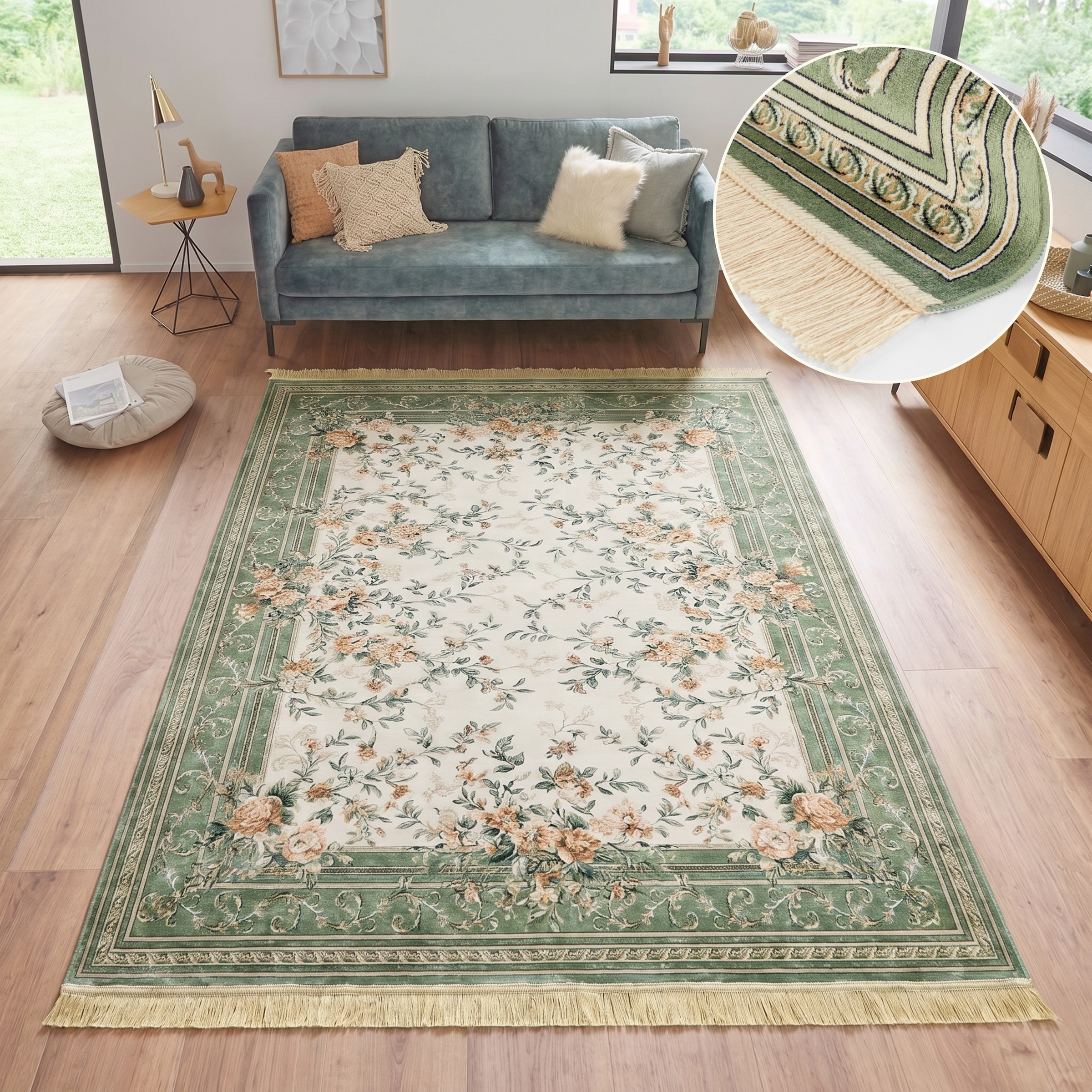 Image of HANSE Home Teppich "Antik Flowers" rechteckig 5 mm Höhe Orientalisch mit Fransen, Orient, Wohnzimmer, Schlafzimmer, Esszimmer