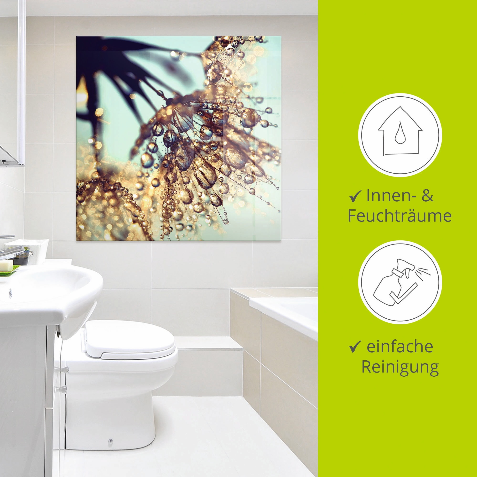 Artland Glasbild »Pusteblume Goldener Regen«, Blumen, (1 St.), in verschiedenen Grössen