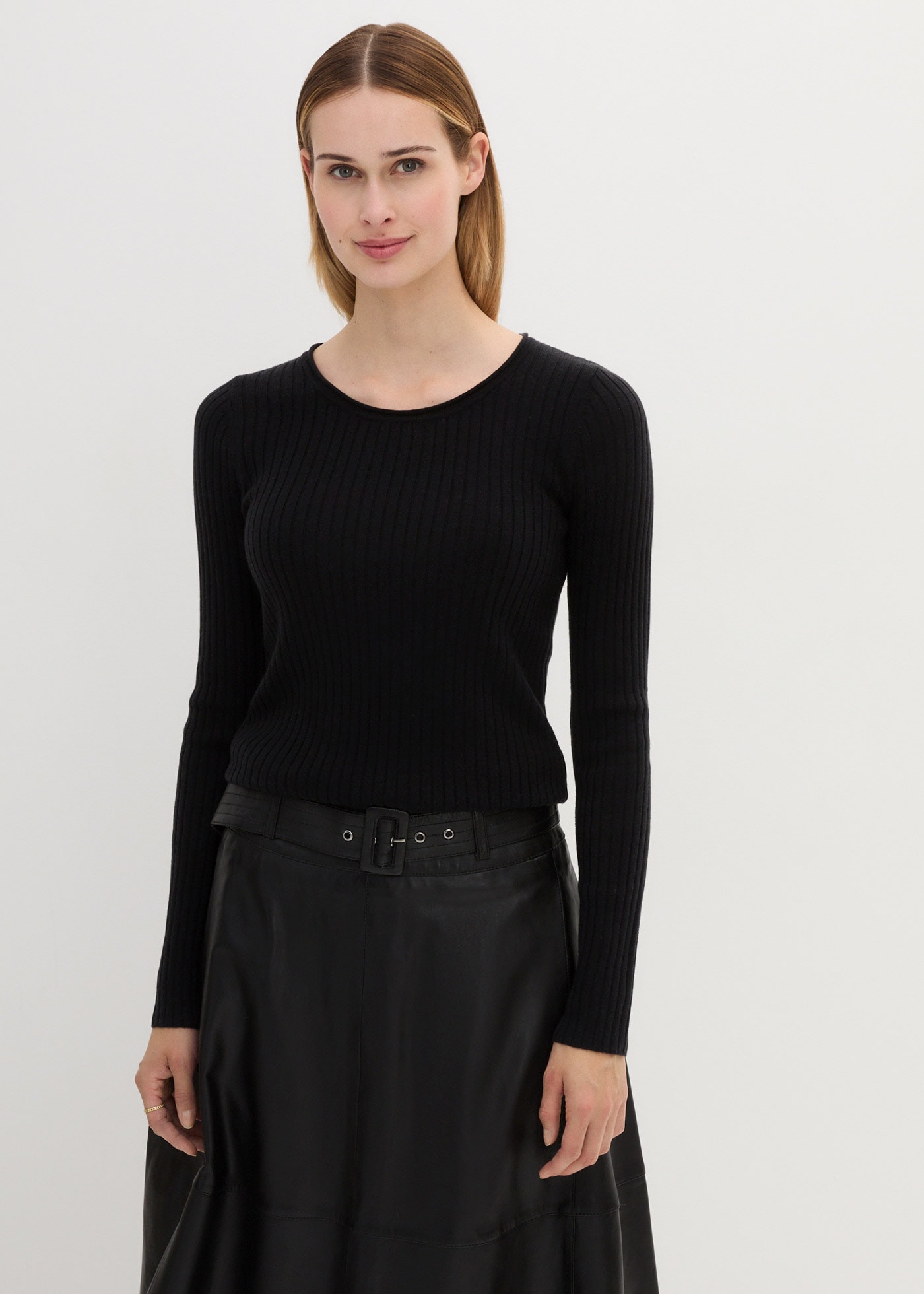 Image of bonprix Strickpullover aus Merinowolle, Langarm, schmale Passform