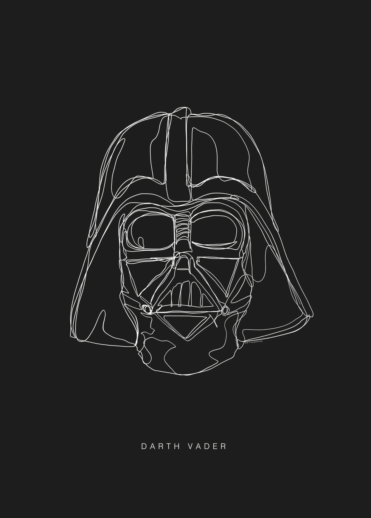 Image of Komar Bild "Star Wars Lines Dark Side Vader" Star Wars 1 Stk. tlg. Wandbild zur Dekoration im Kinderzimmer - ohne Rahmen