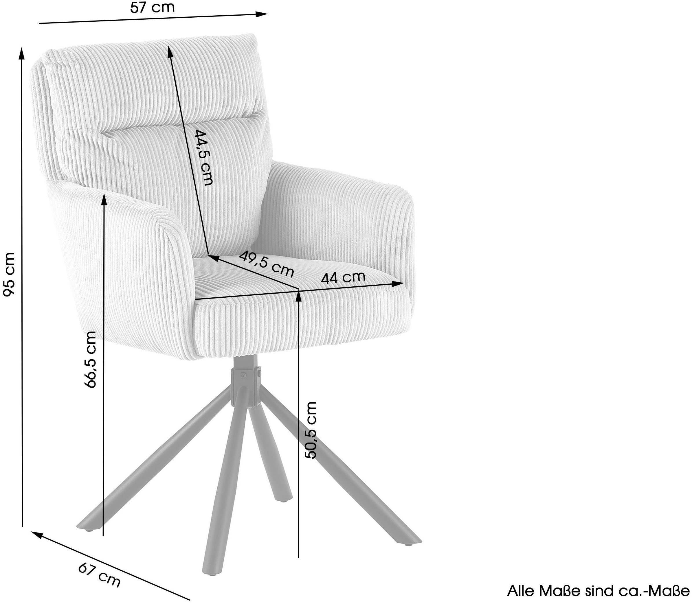 GOODproduct Esszimmerstuhl »Justin« (Set) 2 Stk.gemütlicher Sessel mit Taschenfederkern, 360 Grad drehbar, Grob - Cord