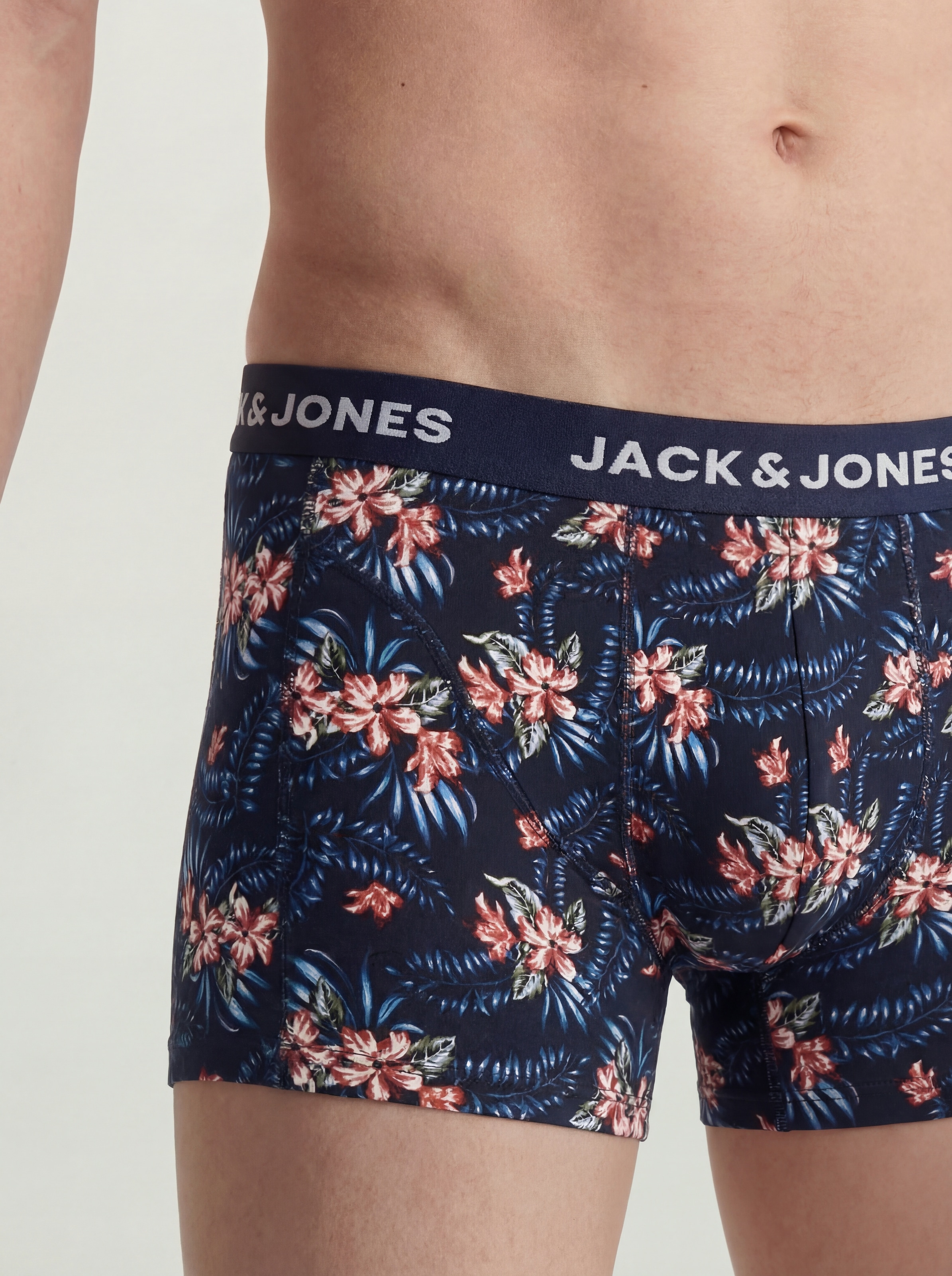 Jack & Jones Tronc »JACLAMINE FLOWER TRUNKS 3 PACK SN« Paquet, 3 cuis mélange de coton, ceinture élastique