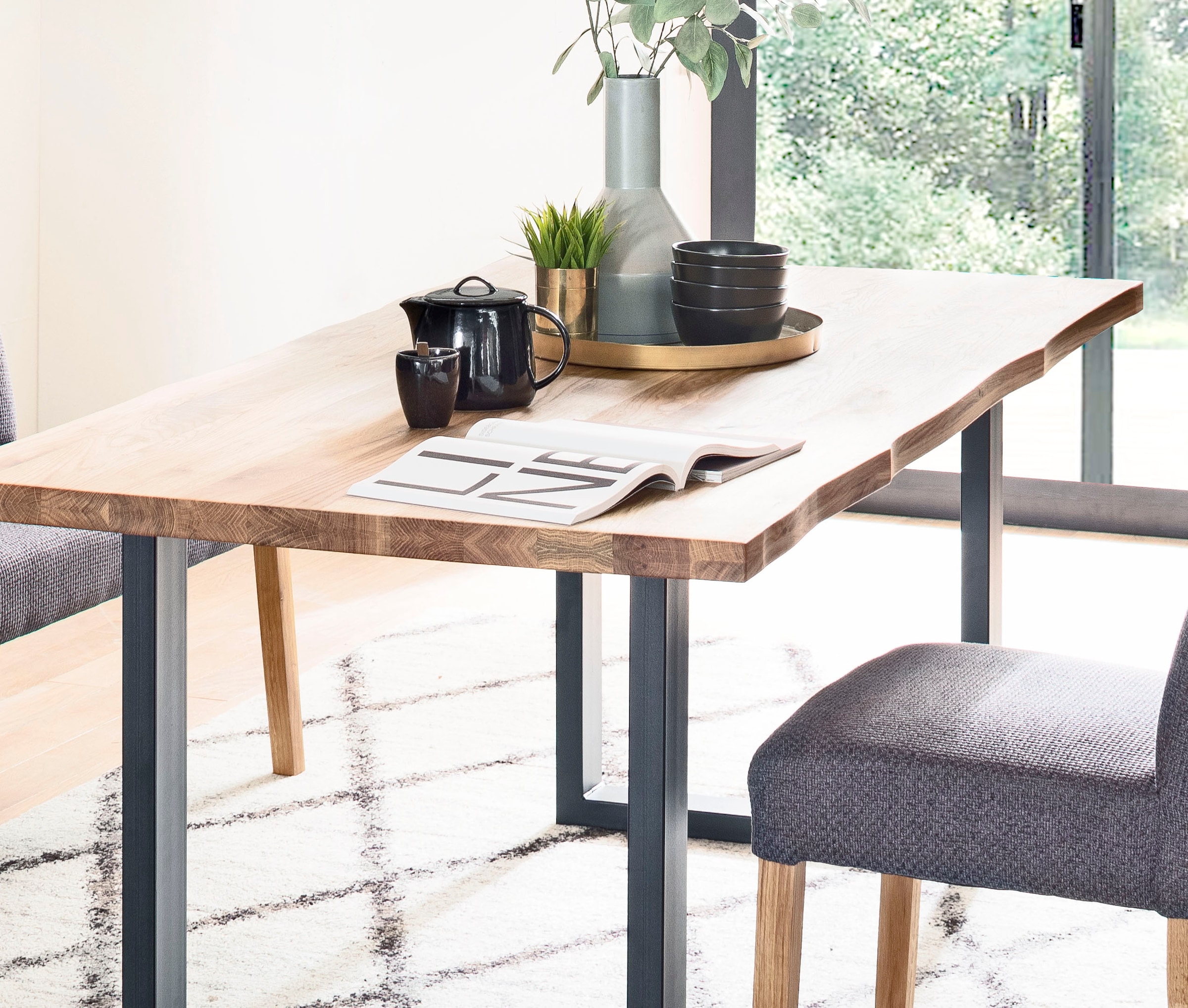 Baumkante Massivholztisch mit versandkostenfrei living Esstisch »Rockford«, auf MCA