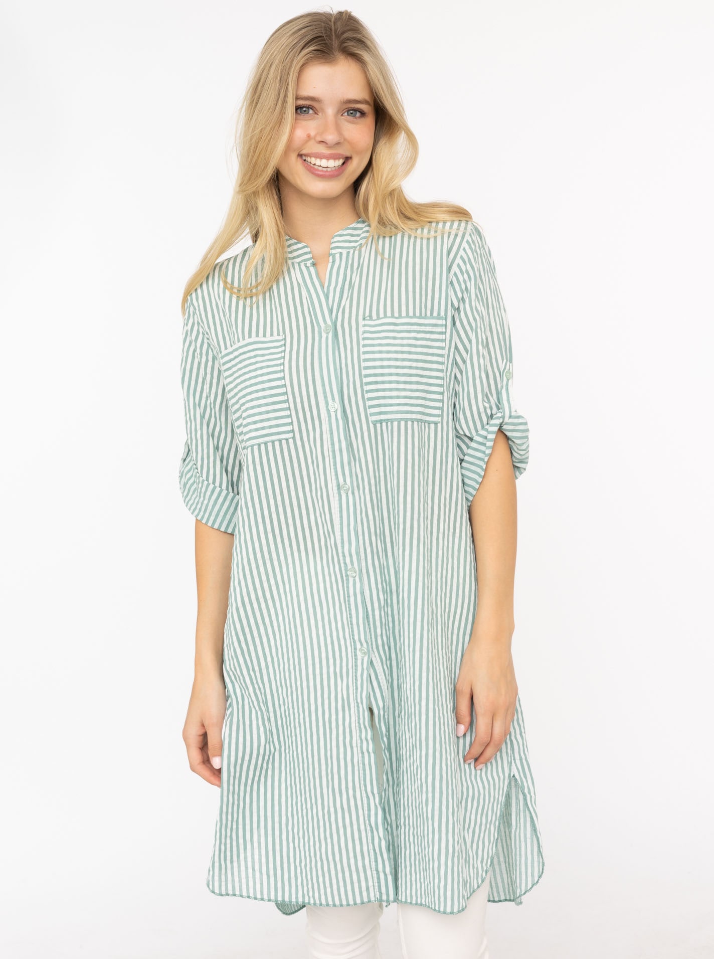 Zwillingsherz Longbluse »"Kida"« One Size, Streifen, Knopfleiste, Brusttaschen, 3/4-Arm